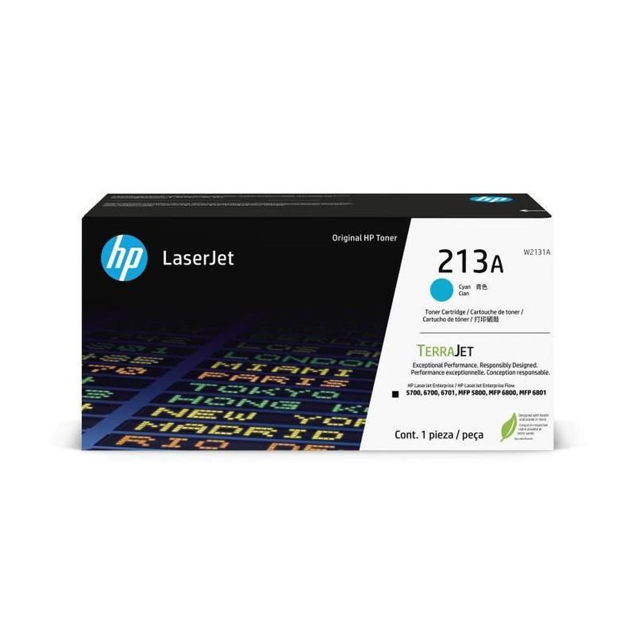 HP Cartouche de Toner HP 213A Cyan Authentique (W2131A) pour HP LaserJet Enterprise 5700 / 6700 / MFP 5800 / 6800 /6801