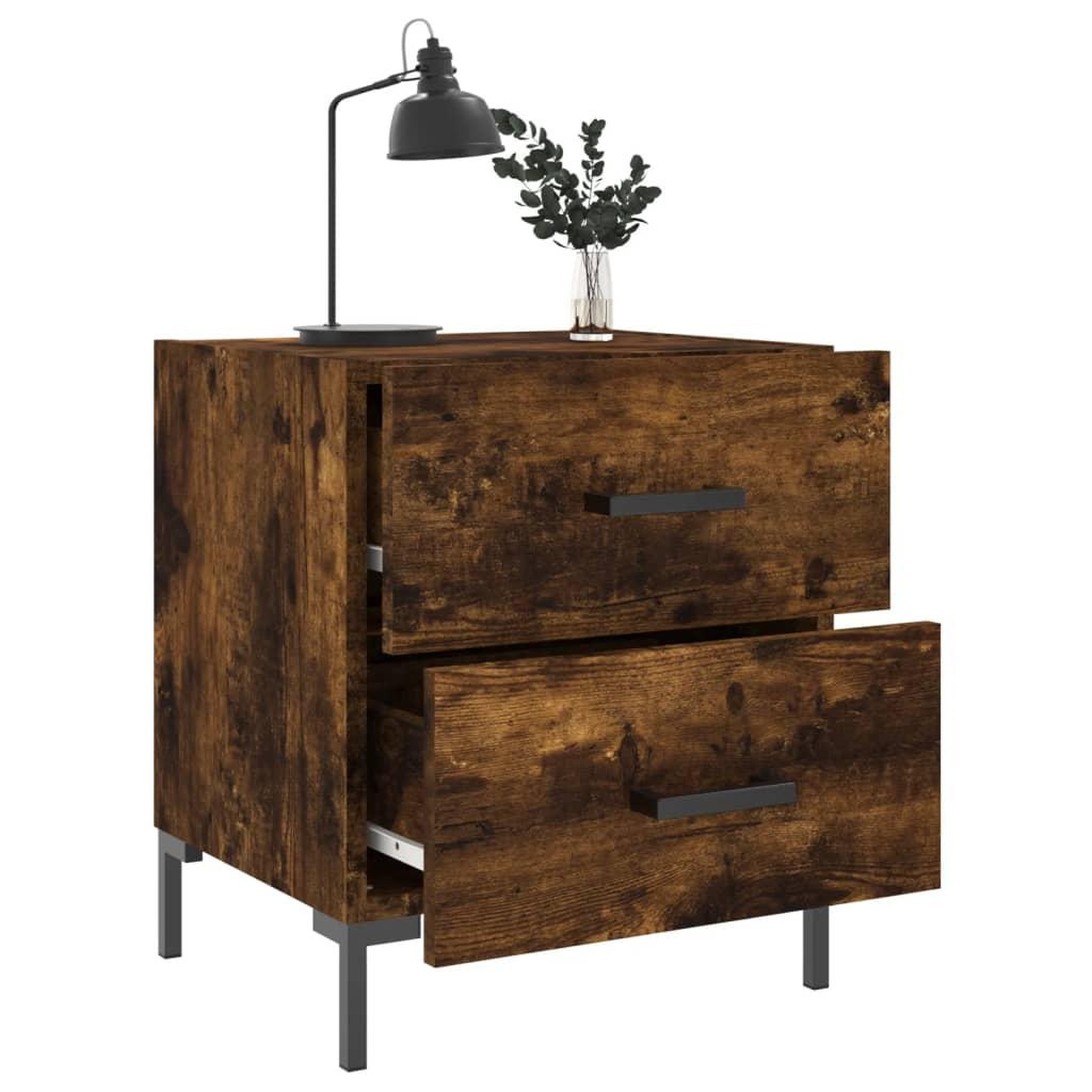 Voir la diapositive 4 : VIDAXL Tables de chevet 2pcs chene fume 40x35x47,5cm bois d'ingenierie