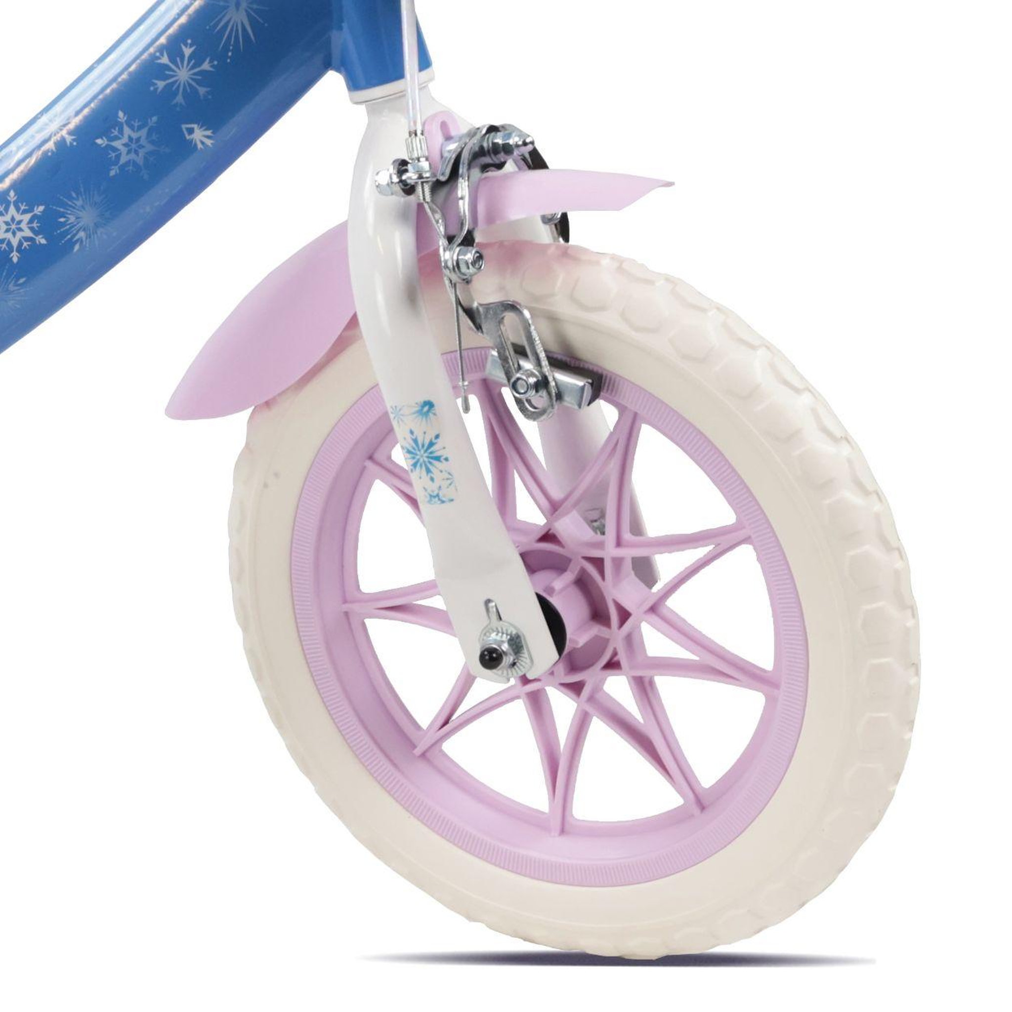 Voir la diapositive 3 : Disney La Reine des Neiges Vélo enfant 12'' - Modèle Reine des neiges + Casque - Idéal pour enfant de 85 à 100 cm - Livré avec stabilisateurs - 1 Frein - Panier avant - Porte poupée arrière et roues à bâtons