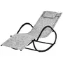 OUTSUNNY Chaise longue à bascule rocking chair design contemporain dim. 160L x 61l x 79H cm métal textilène gris chiné