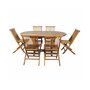 CEMONJARDIN Salon de jardin en teck grade C Lombok : table ronde + 6 chaises