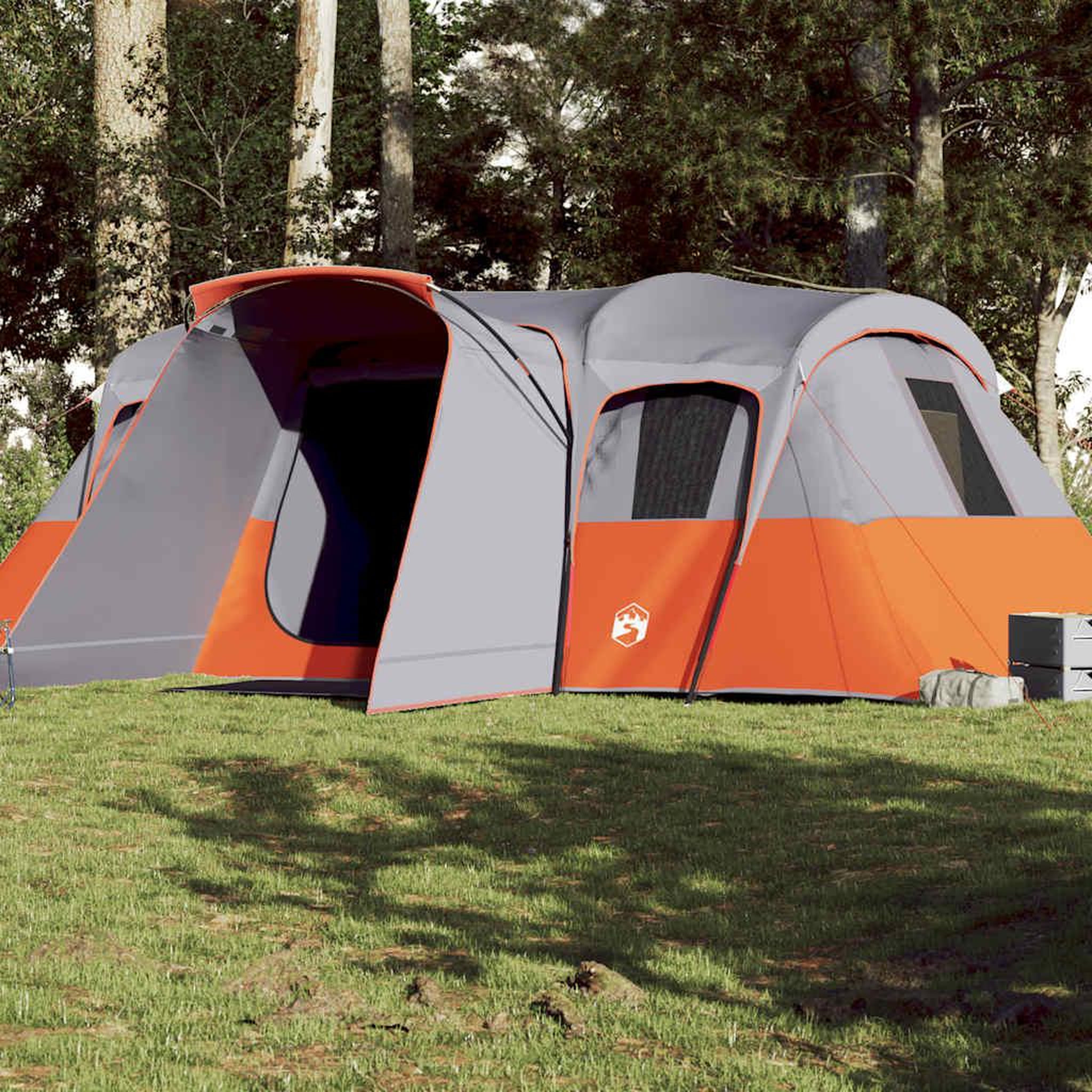 VIDAXL Tente familiale tunnel 16 personnes gris impermeable