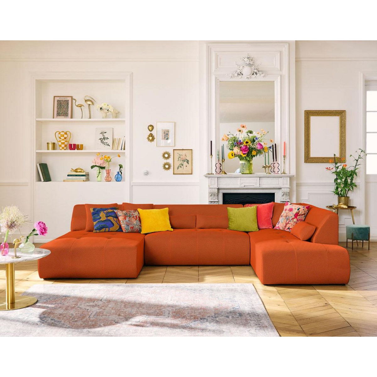 LISA DESIGN Onyx - canapé panoramique d'angle droit - 7 places - en tissu mailles 3d