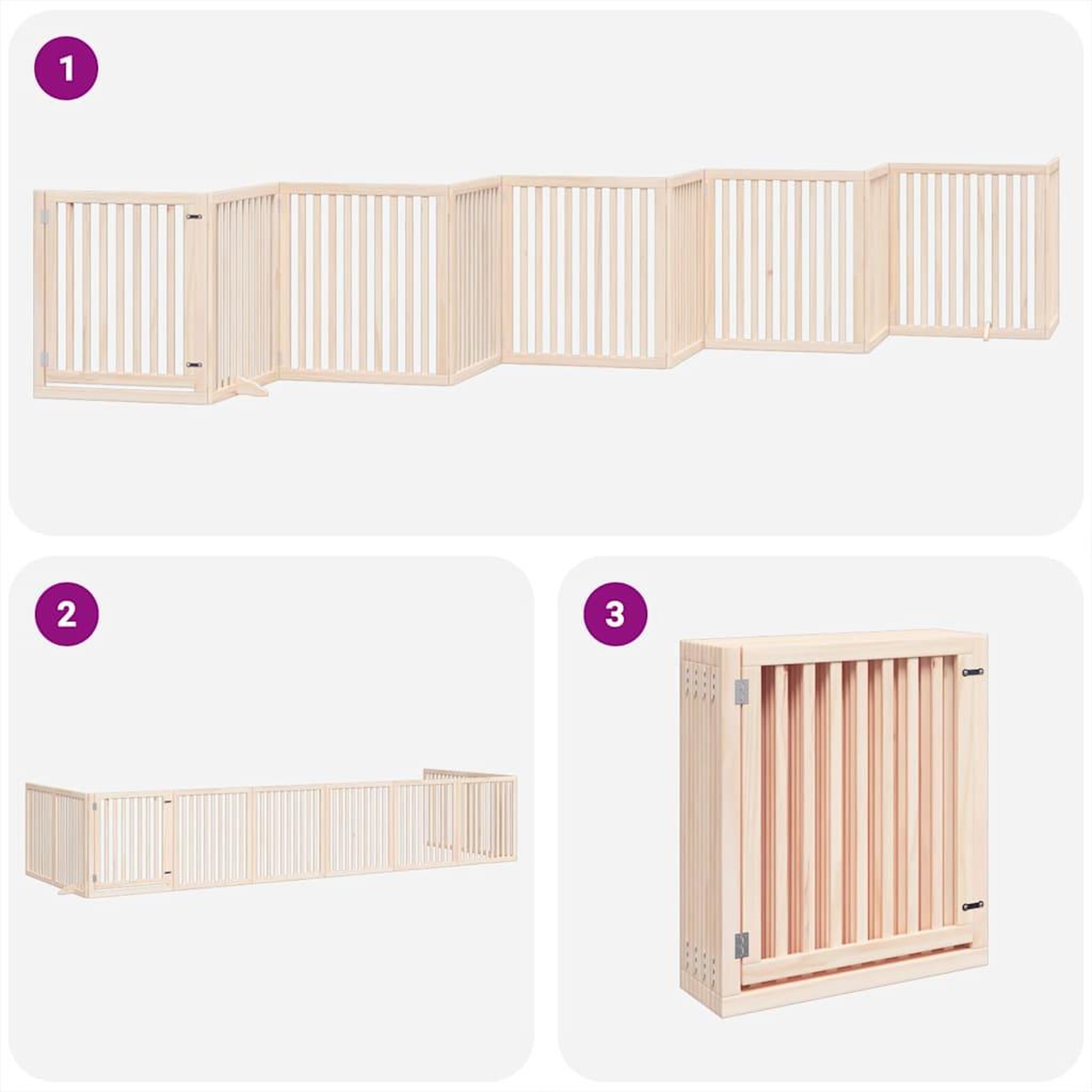 Voir la diapositive 5 : VIDAXL Barriere pour chien porte pliable 10 panneaux bois de peuplier