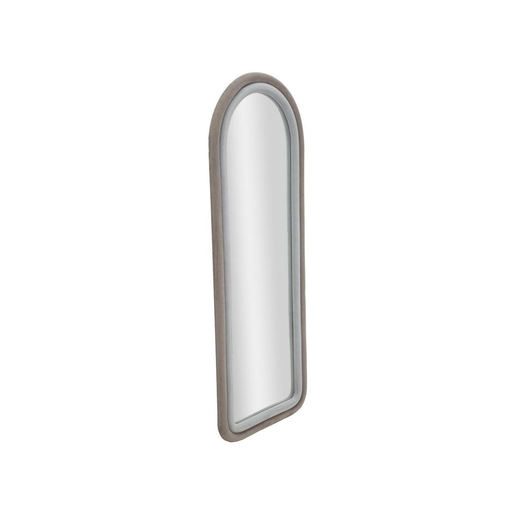 Voir la diapositive 2 : Paris Prix Miroir mural en velours  chloé  160cm gris & taupe