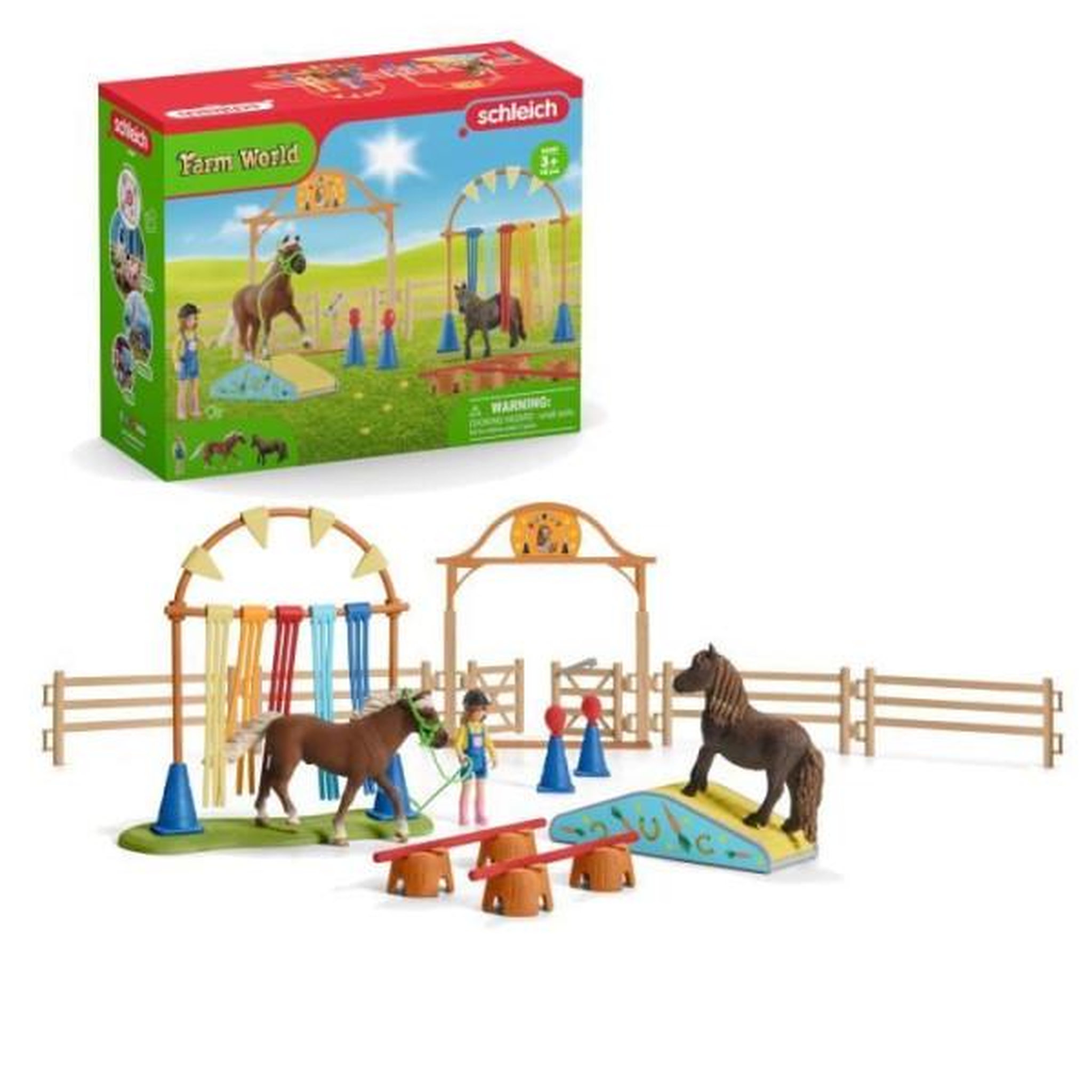 Schleich Coffret d'entraînement agilité équestre avec cheval schleich, dresseur et accessoires - ensemble équestre de 41 pieces - cad