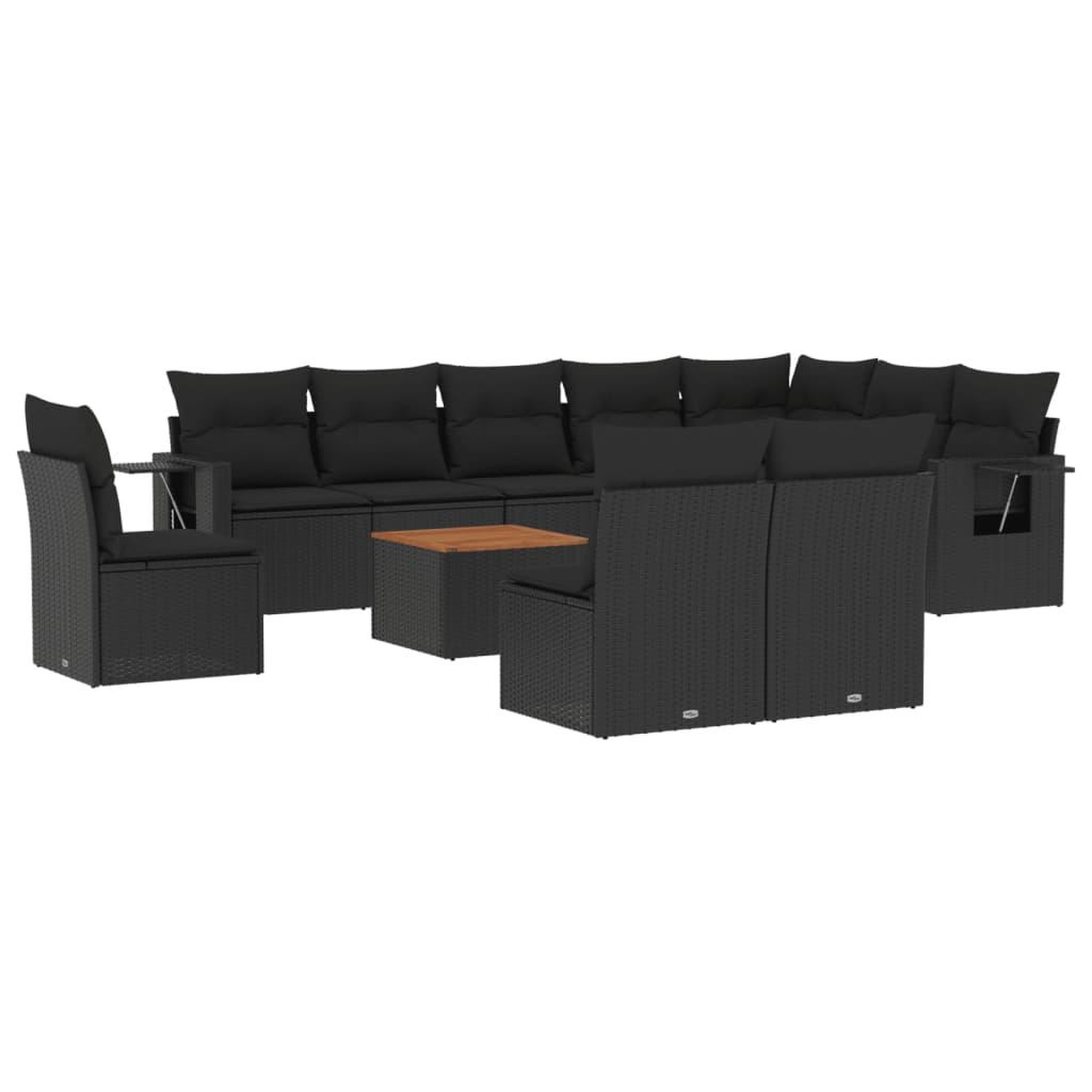 Voir la diapositive 2 : VIDAXL Salon de jardin 11 pcs avec coussins noir resine tressee