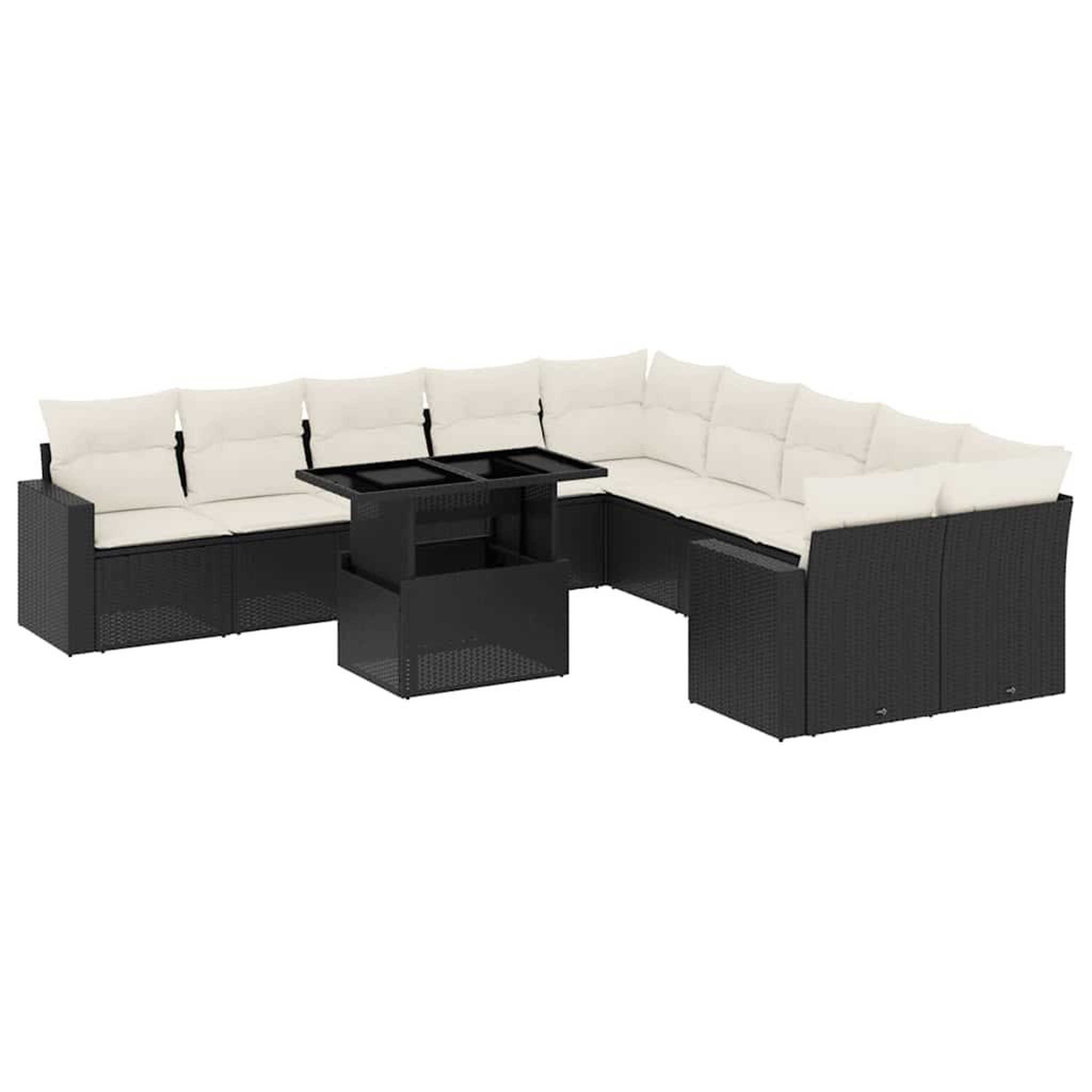 Voir la diapositive 2 : VIDAXL Salon de jardin 11 pcs avec coussins noir resine tressee