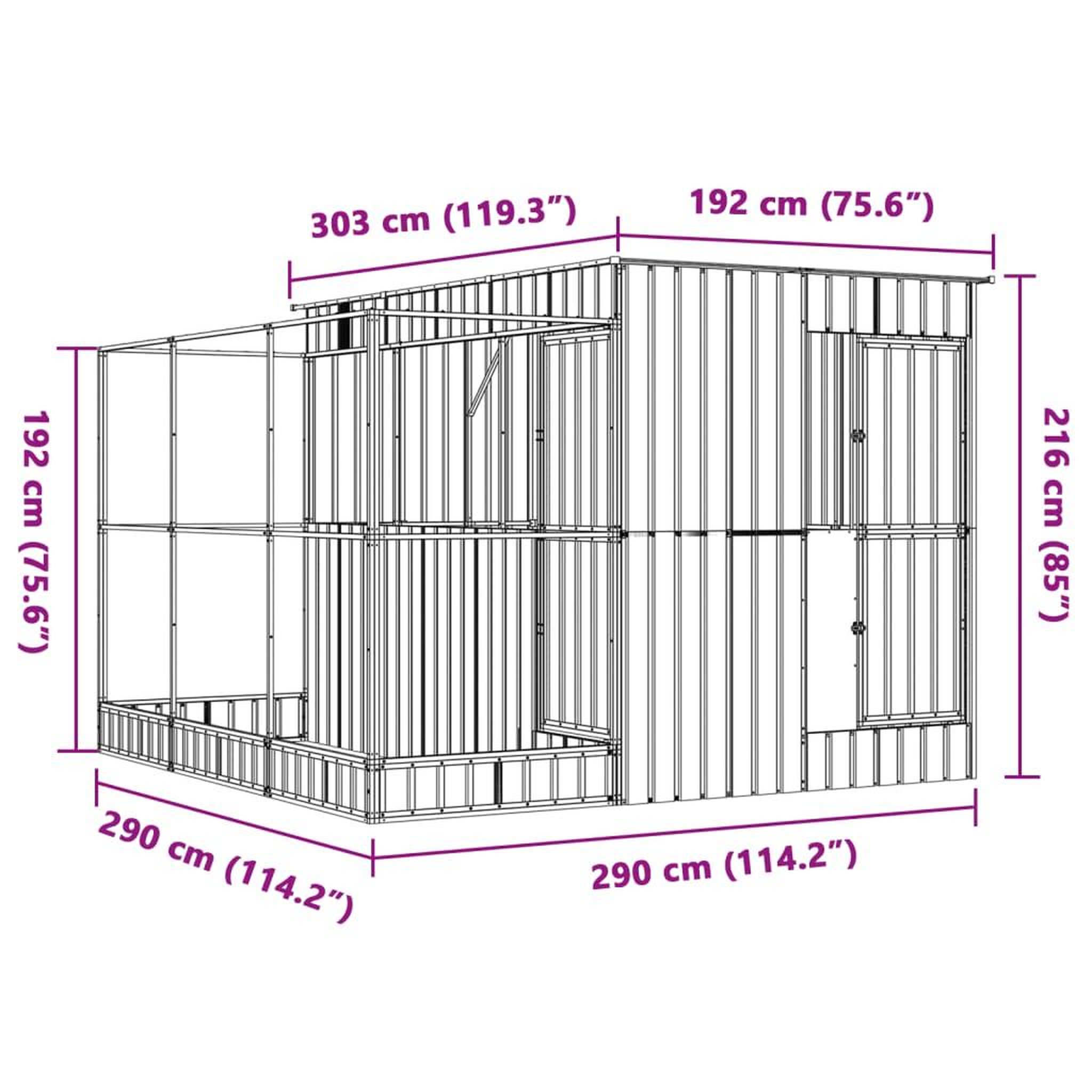 Voir la diapositive 6 : VIDAXL Voliere avec extension argente 290x303x216 cm acier