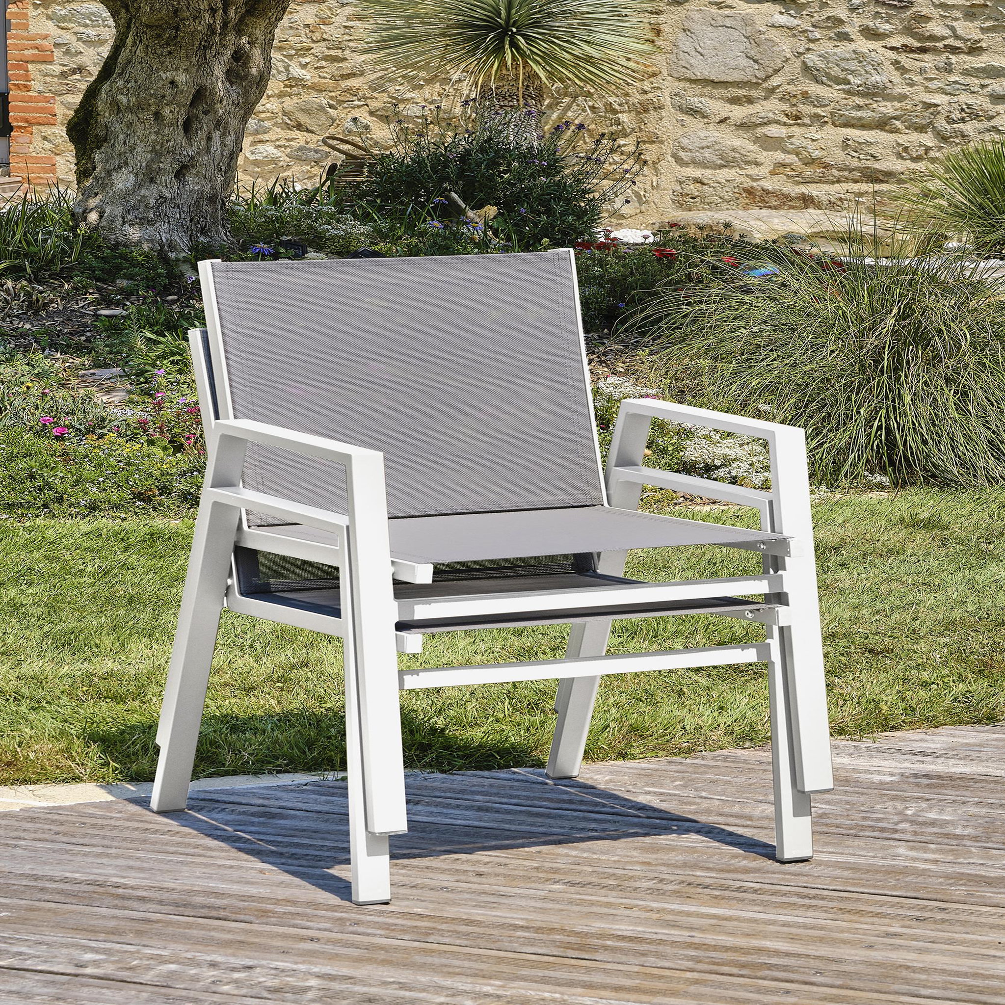 Voir la diapositive 3 : DCB GARDEN Fauteuil de jardin empilable en aluminium