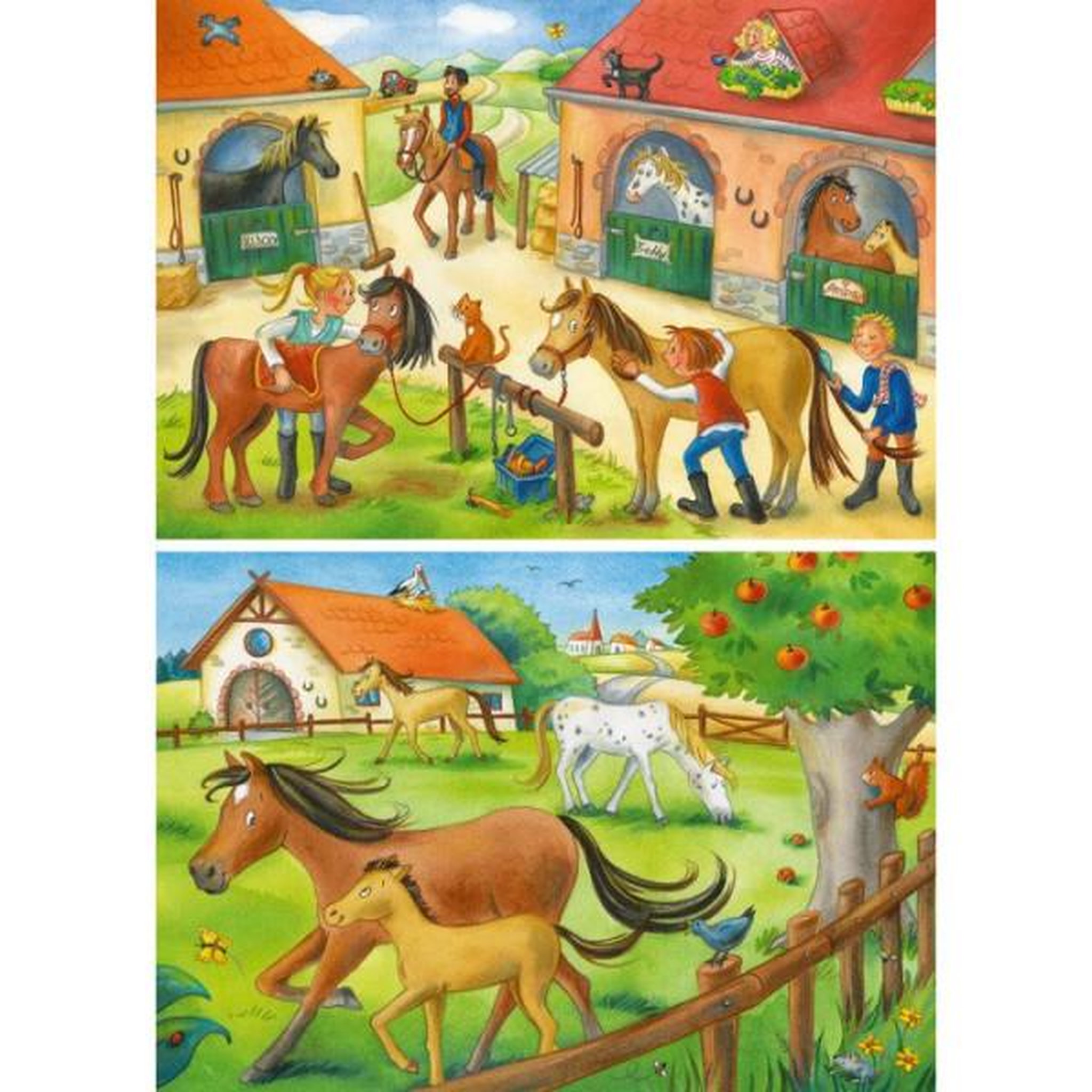Voir la diapositive 3 : RAVENSBURGER Puzzle enfant ravensburger vakantie op de manege - 2 x 12 pieces - animaux