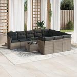 VIDAXL Salon de jardin 11 pcs avec coussins gris resine tressee
