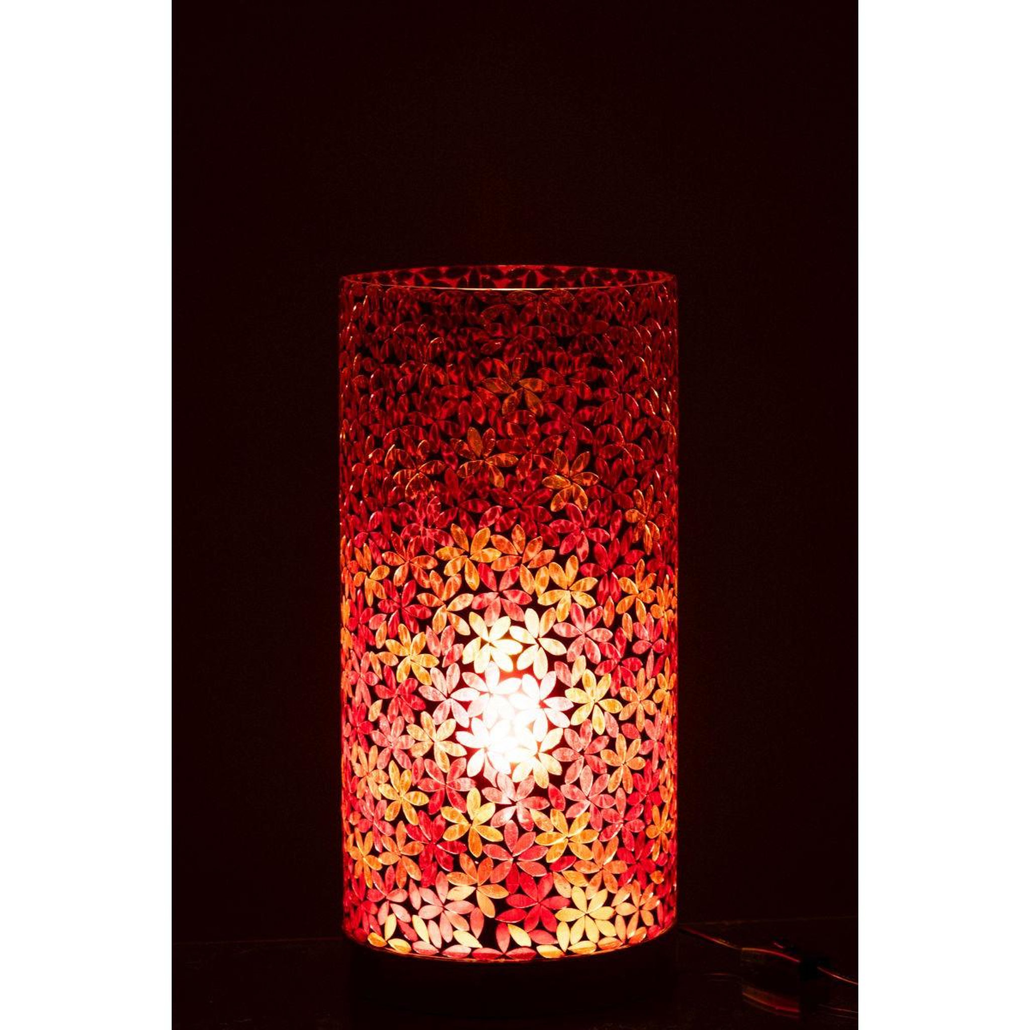 Voir la diapositive 3 : J-LINE Lampe à poser mosaïque en verre  fleur  45cm multicolore