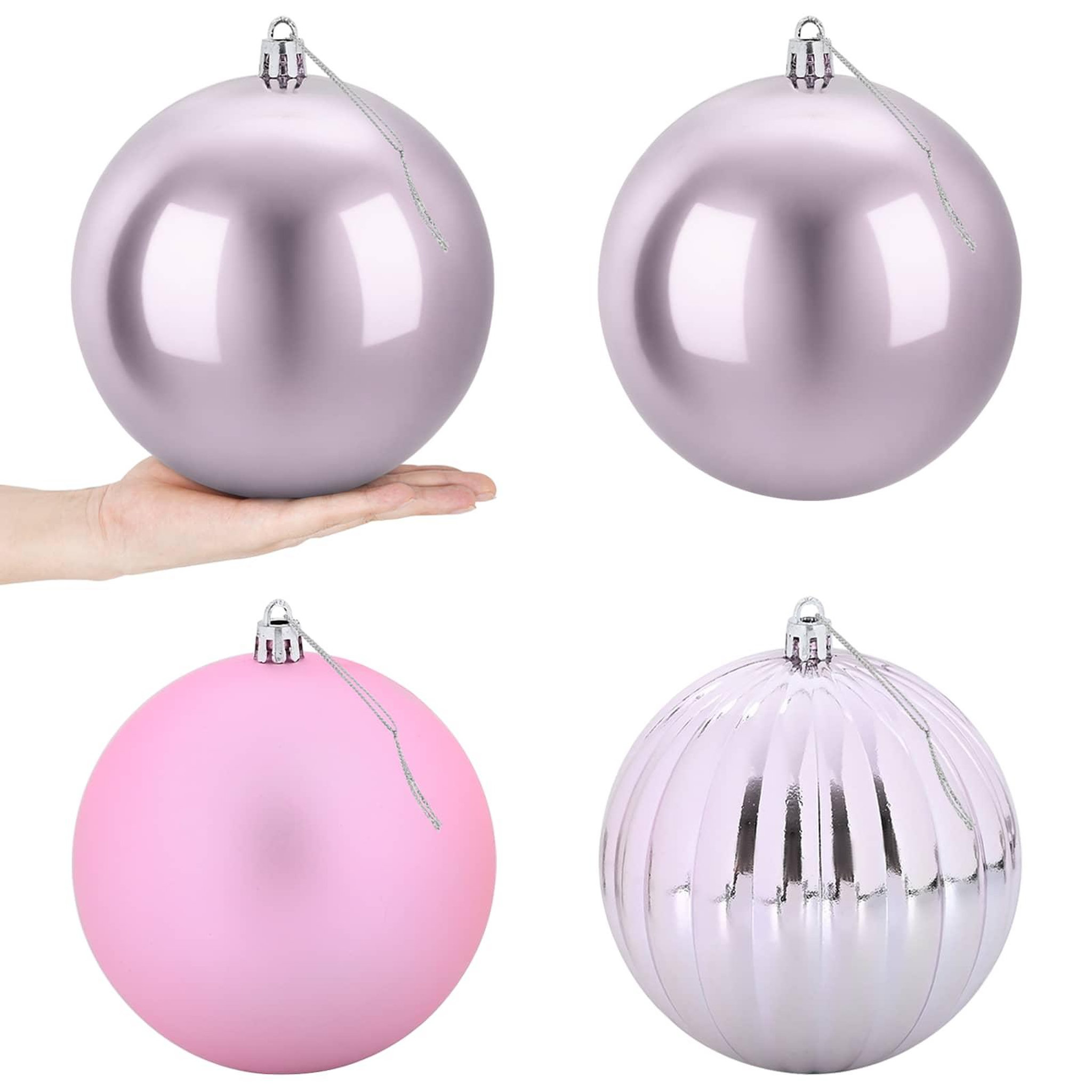 VIDAXL Lot de boules de Noël XXL 4 pc Rose Diam. 20 cm Plastique