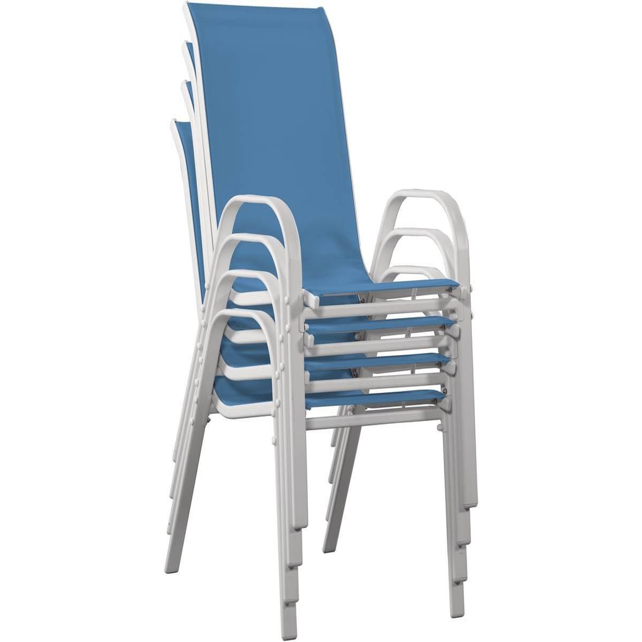 Voir la diapositive 4 : Habitat et Jardin Fauteuil jardin textilène  cordoba  - phoenix - bleu - lot de 4