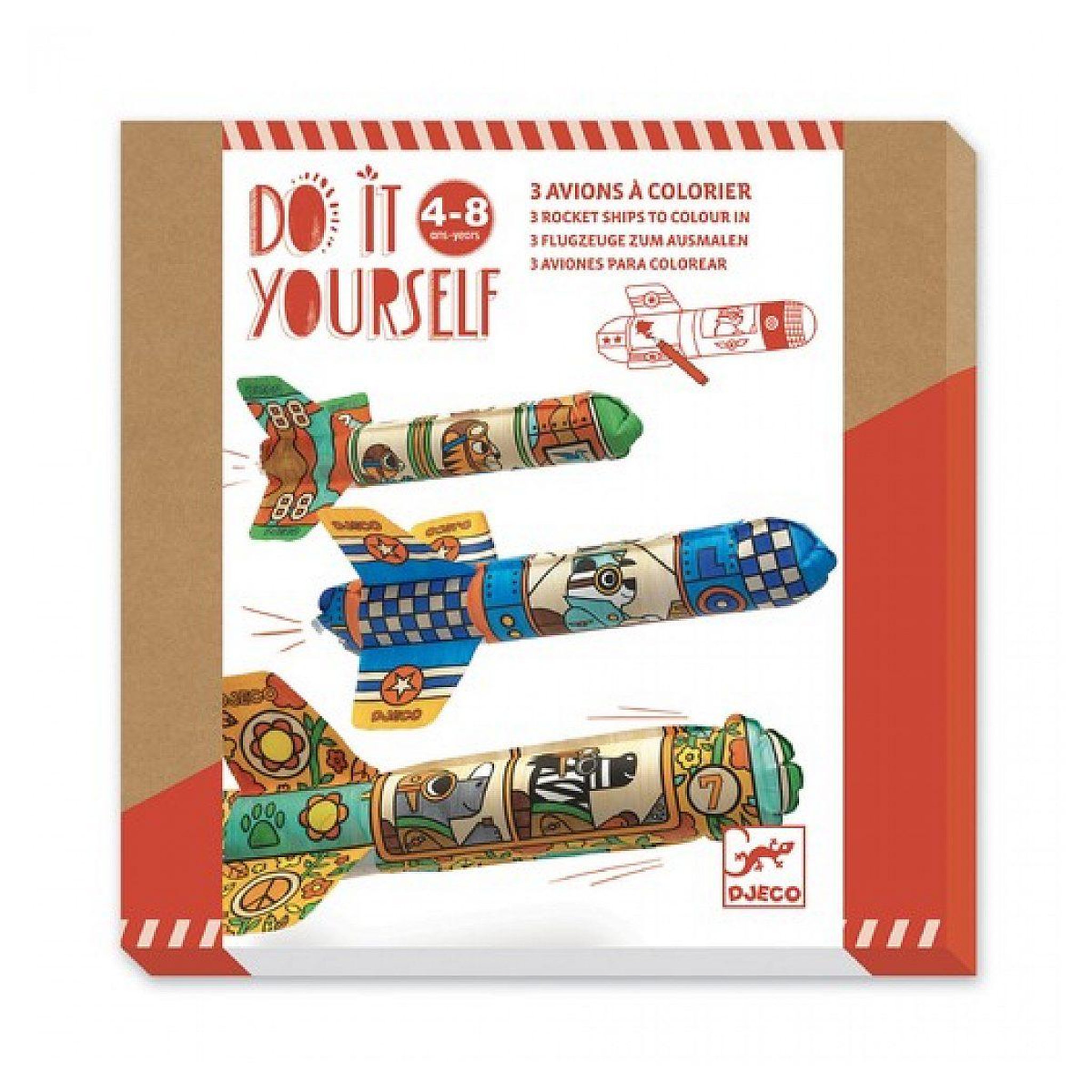 Voir la diapositive 2 : Djeco Diy avions a colorier - dans le ciel