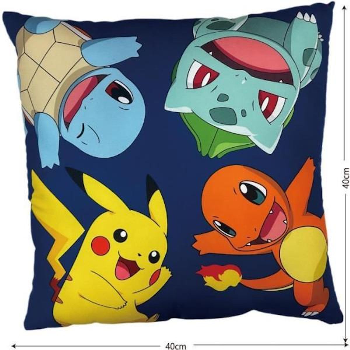 Pokemon Coussin double face - Carré - POKEMON - Poké-Ball et Starter - Microfibre - 40 x 40 cm