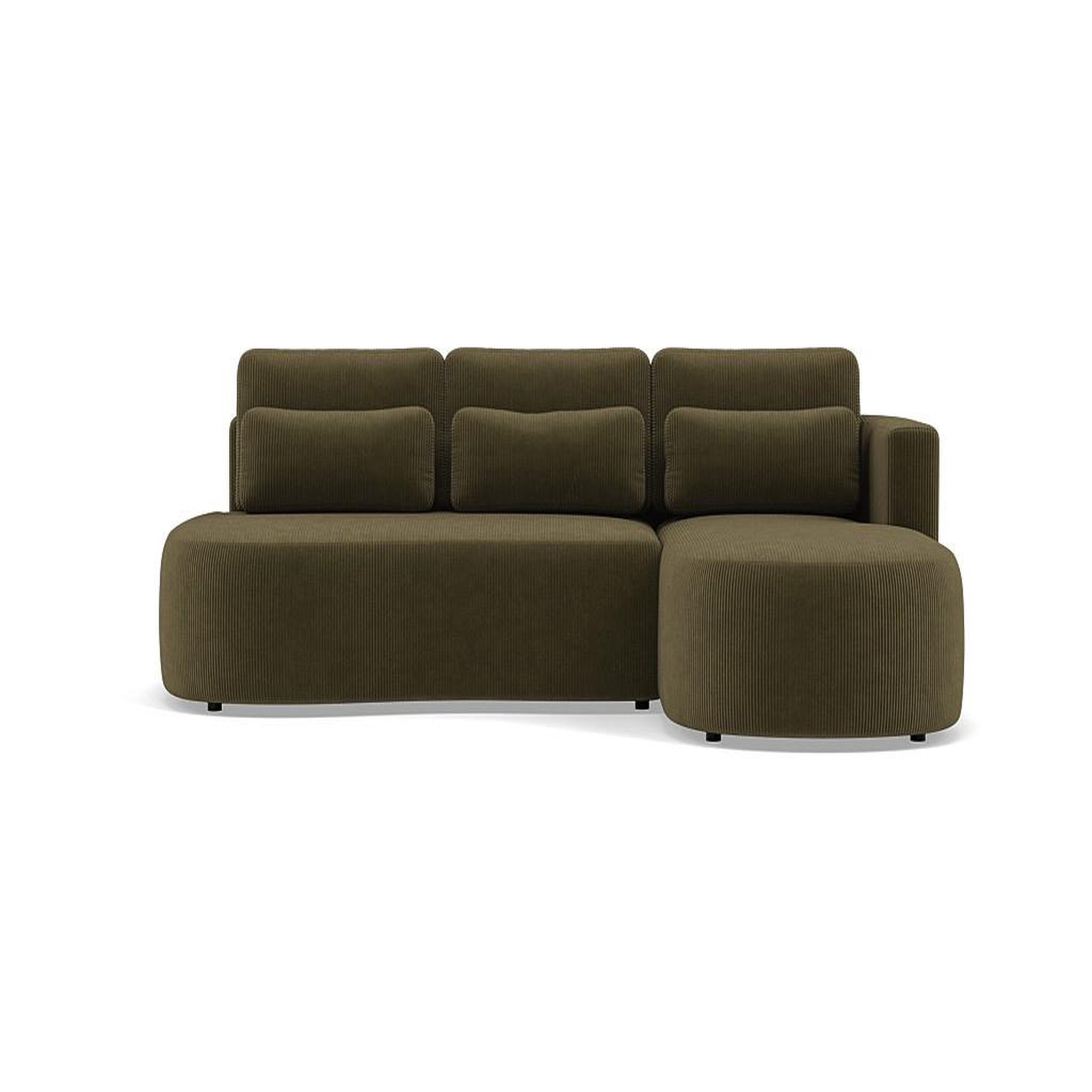 Voir la diapositive 1 : BEST MOBILIER Mahina - canapé d'angle droit 4 places convertible avec coffre en velours côtelé