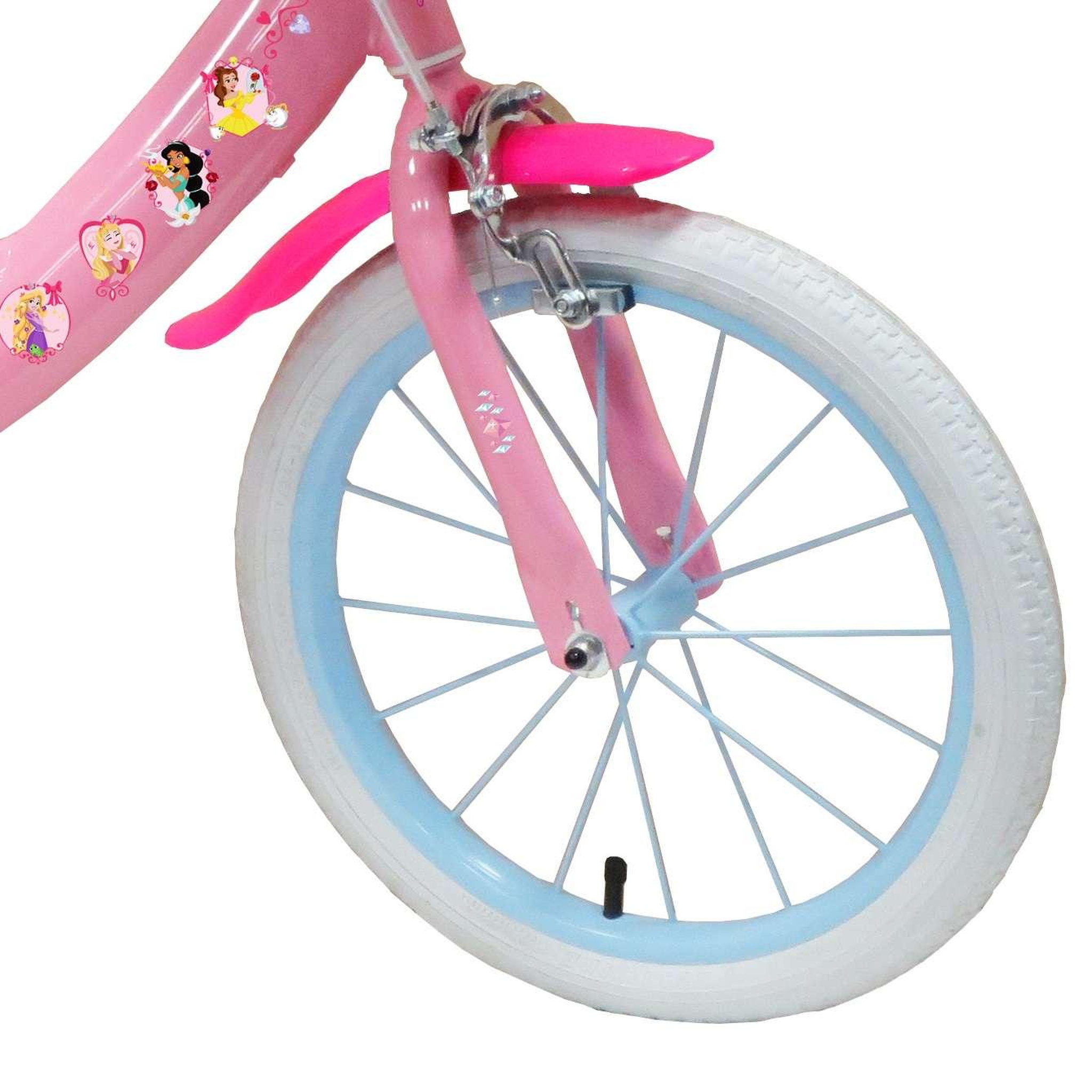 Voir la diapositive 4 : Disney Princesse Vélo enfant - Modèle 16'' Princesse de Disney pour enfant de 105/120 cm avec stabilisateurs - Panier avant - Porte poupée arrière - 2 freins