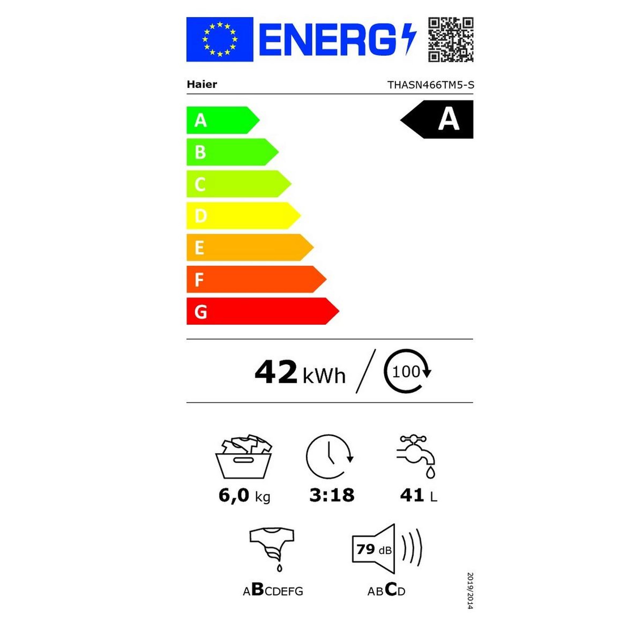 Voir la diapositive 2 : HAIER Lave-linge top 6kg 1400 tours/min - thasn466tm5-s