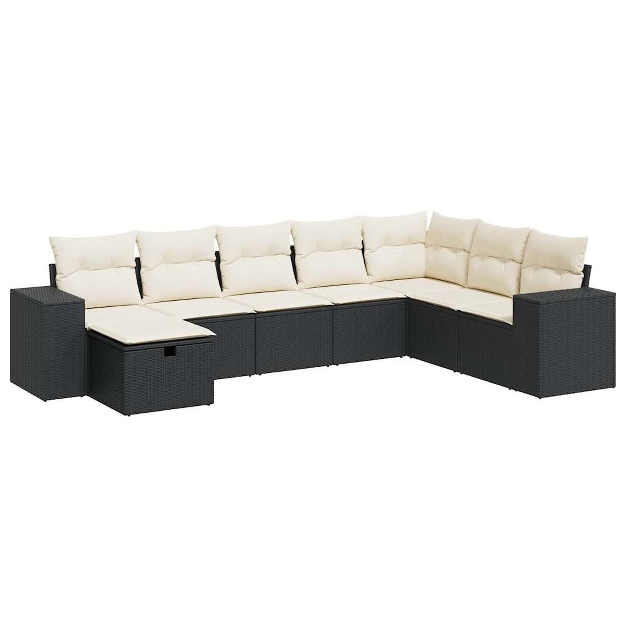 Voir la diapositive 2 : VIDAXL Salon de jardin 8 pcs avec coussins noir resine tressee