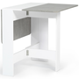 Voir la diapositive 4 : ID MARKET Table console pliable EDI 2-4 personnes blanche plateau effet béton 103 x 76 cm