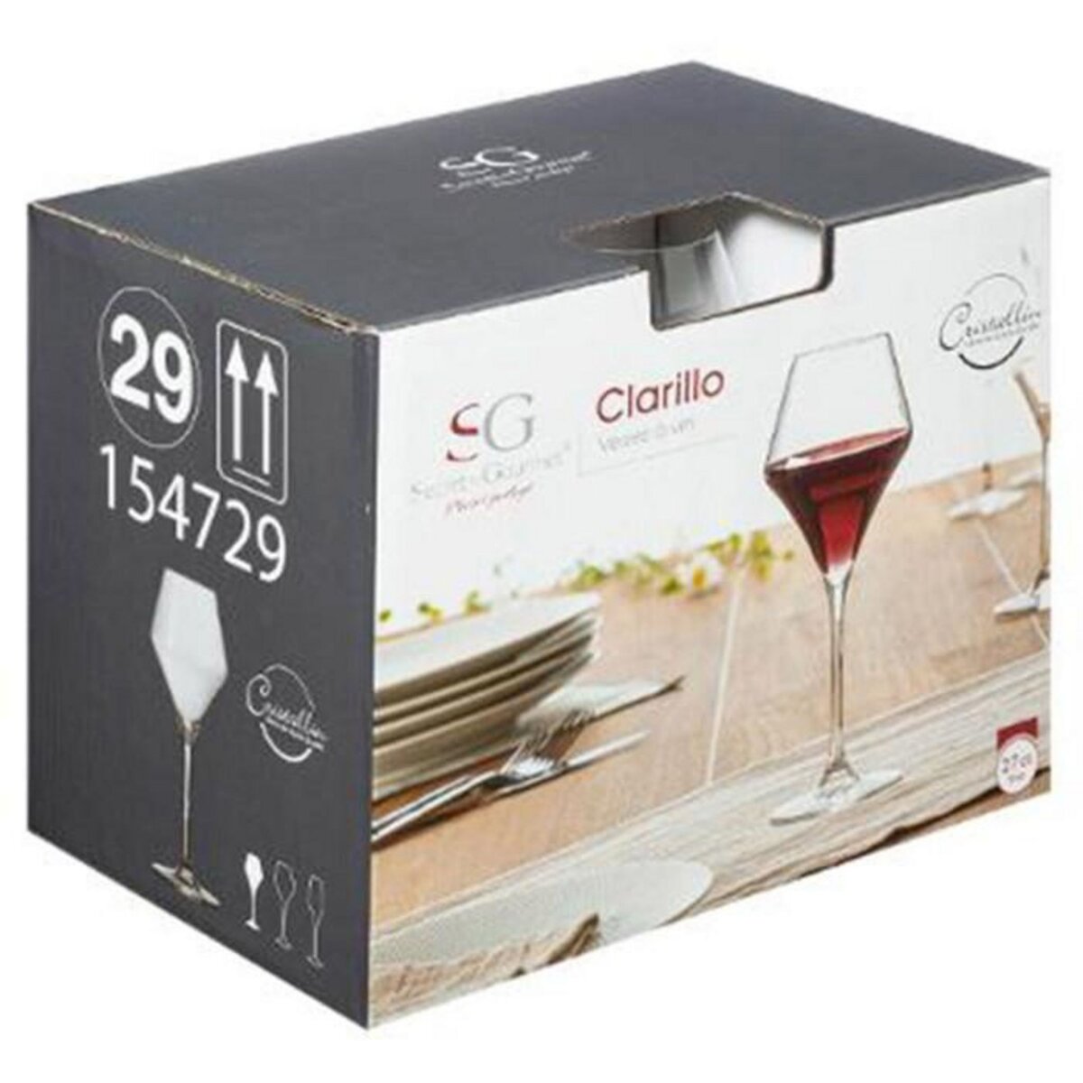 SECRET DE GOURMET Lot de 6 Verres à Vin  Clarillo  27cl Transparent
