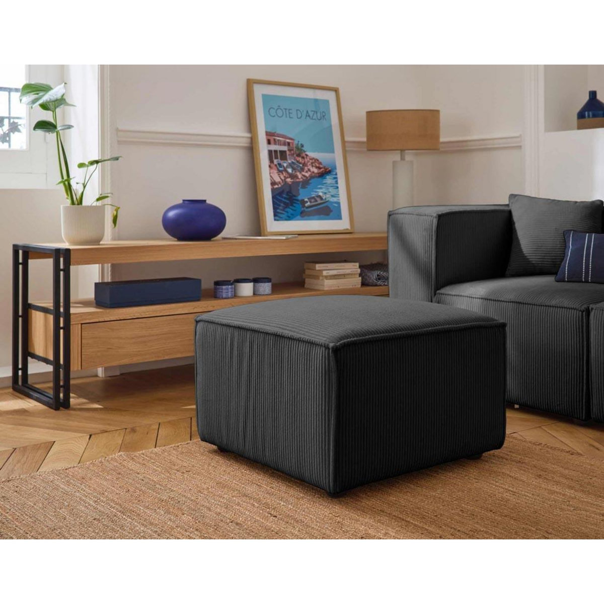 LISA DESIGN Arty - pouf d'appoint - en velours côtelé