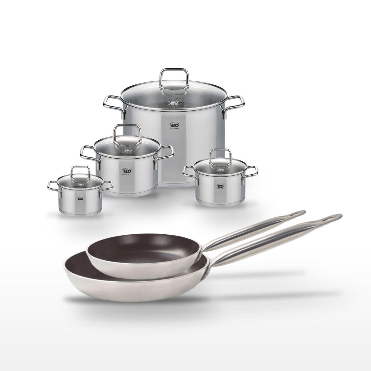 ELO Lot Poêles 28/32 cm et Faitouts 14/16/20/26 cm Elo Bistro Line