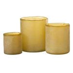 Paris Prix Lot de 3 Photophores en Verre  Ruby  15cm Jaune