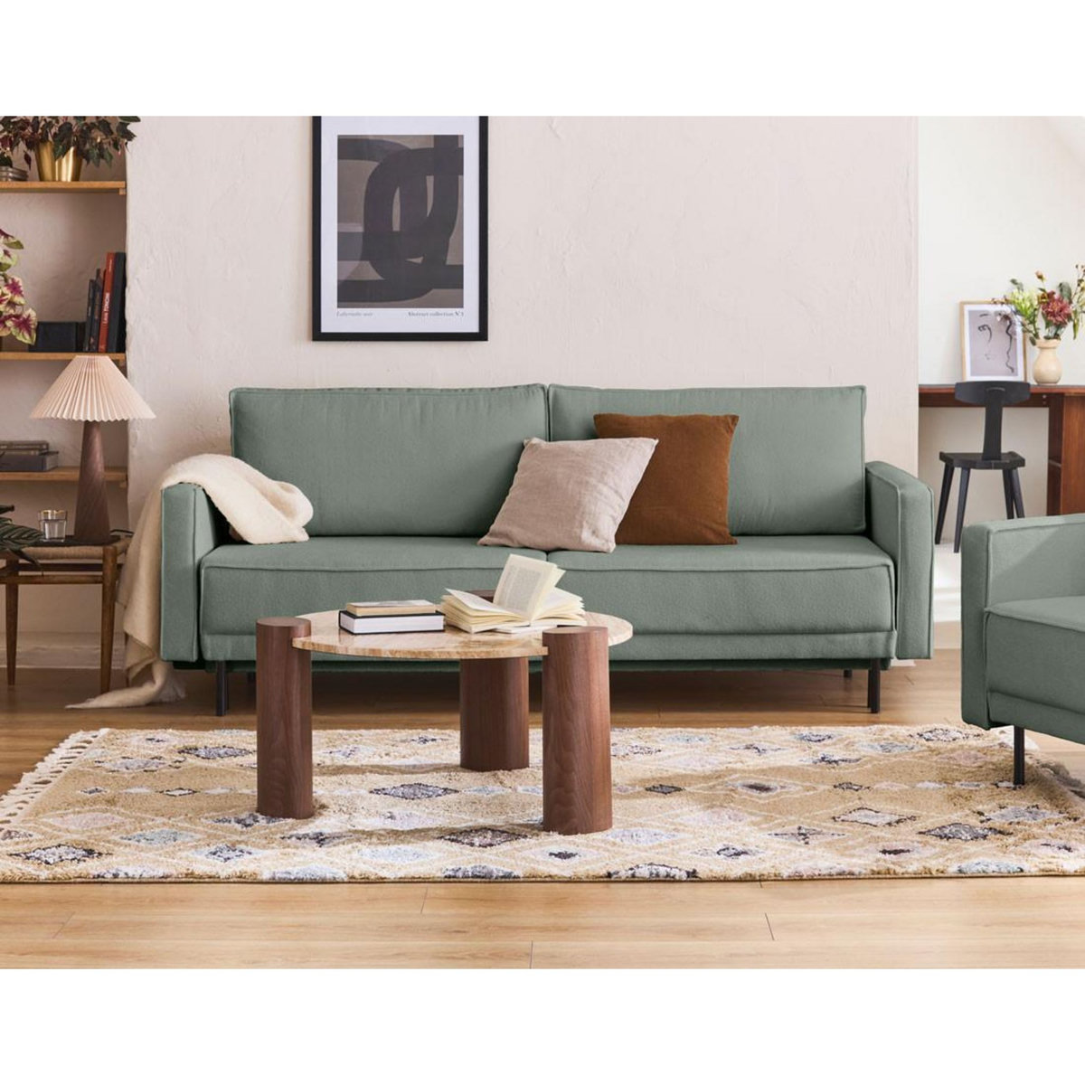 LISA DESIGN Charlie - canapé droit 3 places - convertible avec coffre - en tissu