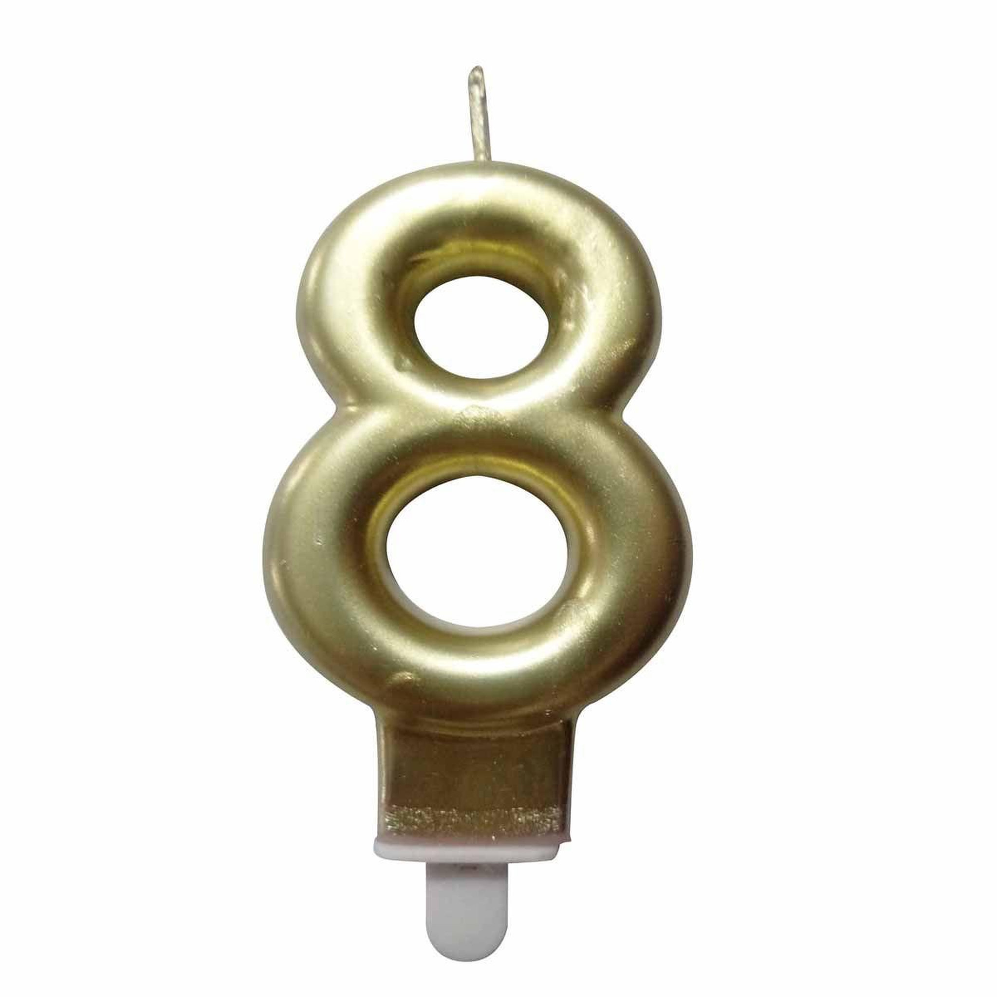 HOMEA Bougie d'Anniversaire  Chiffre 8  7cm Or