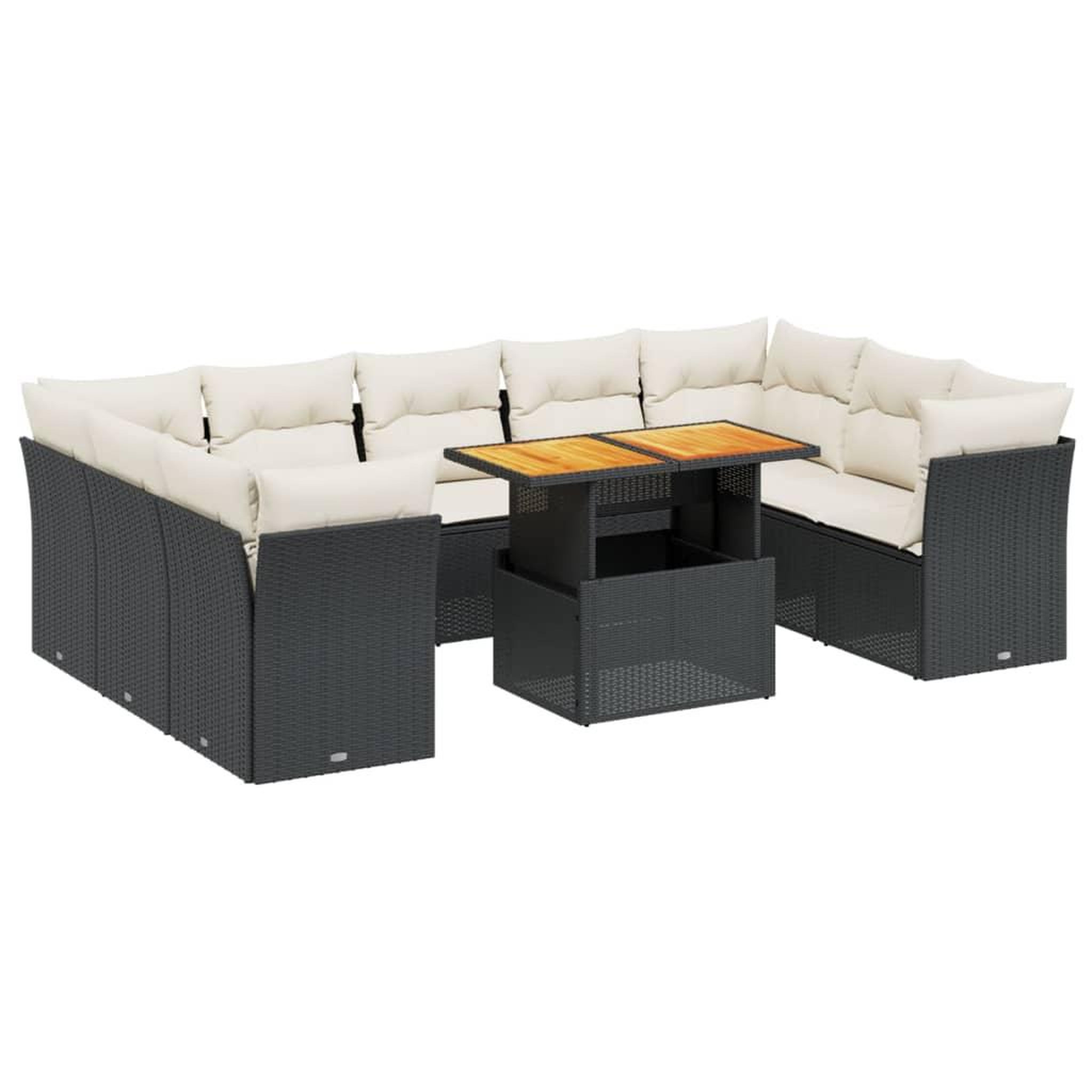 Voir la diapositive 2 : VIDAXL Salon de jardin 10 pcs avec coussins noir resine tressee