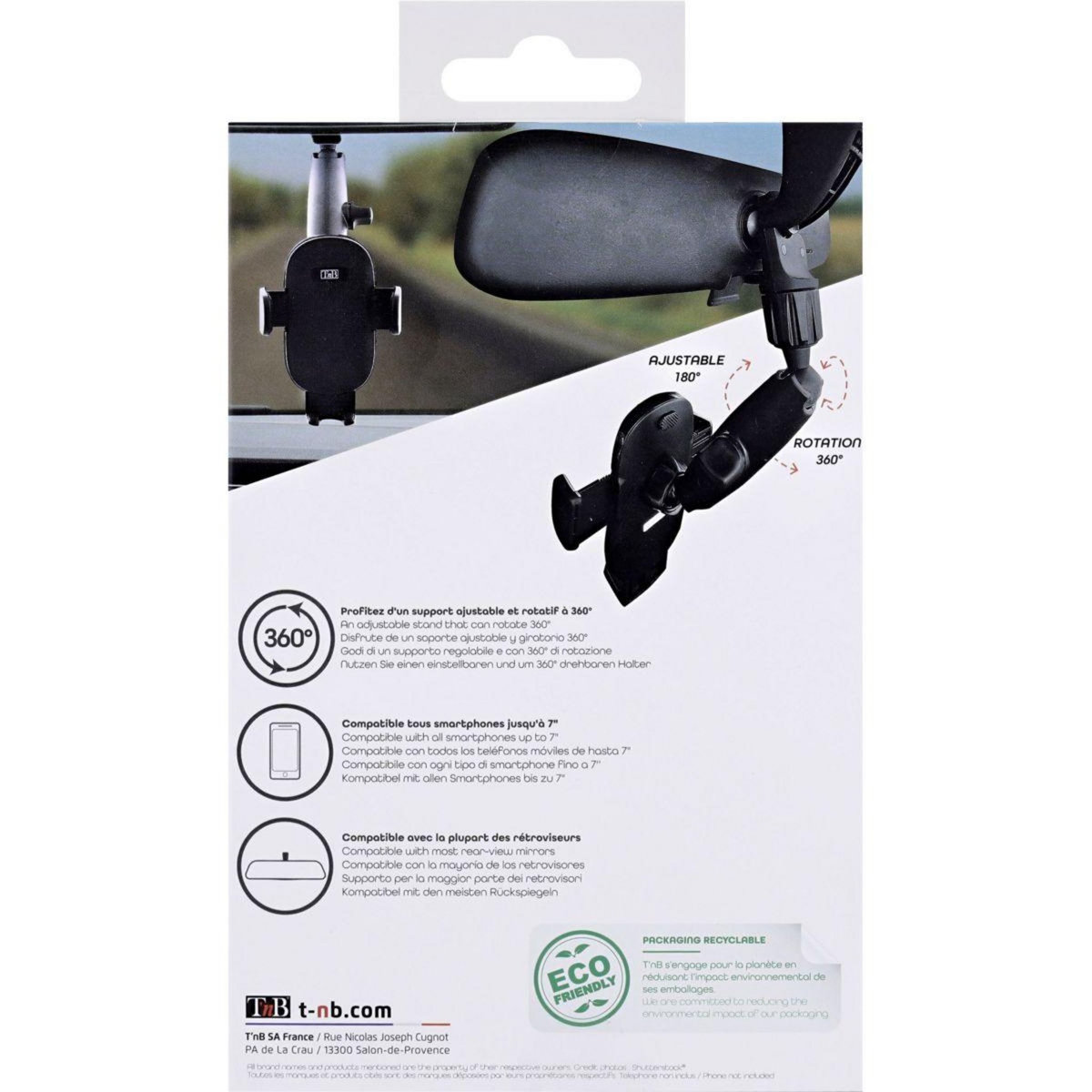 TNB Support smartphone pour rétroviseur noir