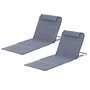 Voir la diapositive 1 : OUTSUNNY Lot de 2 tapis de plage rembourré - matelas de plage - nattes de plage - dossier inclinable multi-positions - sac transport inclus - métal polyester PE gris