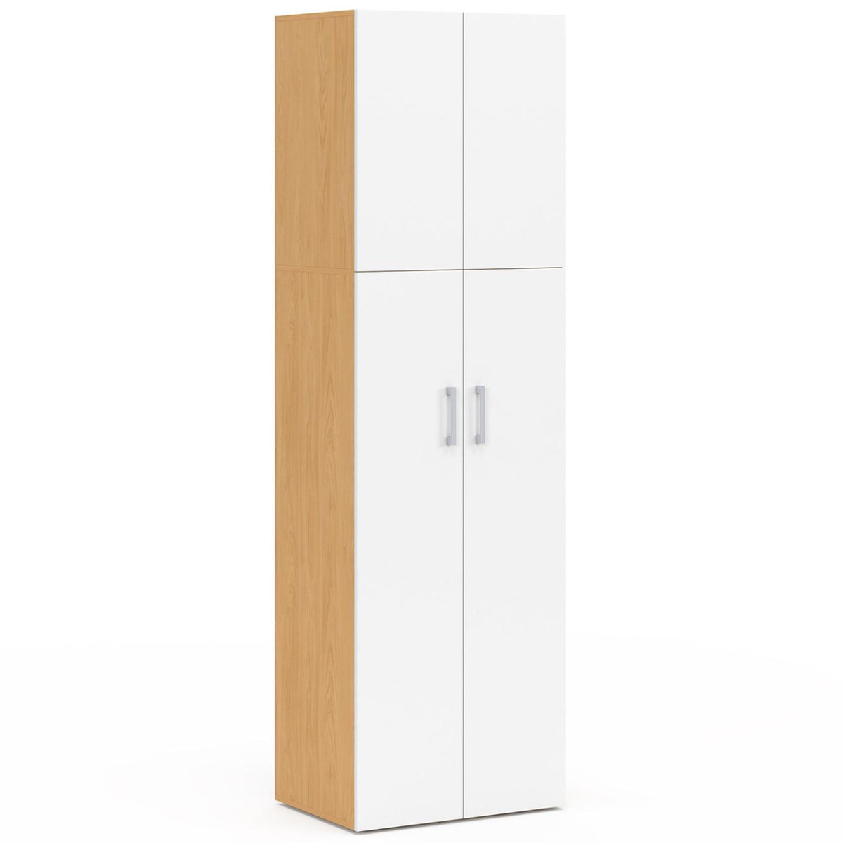 ID MARKET Armoire 2 portes JULIANA blanc et bois penderie 50 cm avec étagère