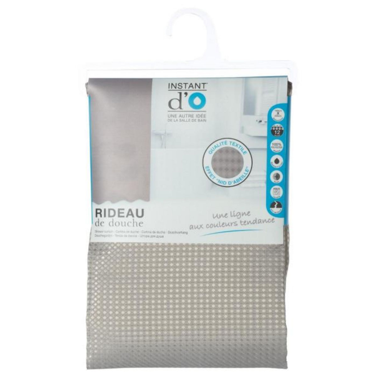 FIVE Rideau de Douche  Nid d'Abeille  180x200cm Taupe