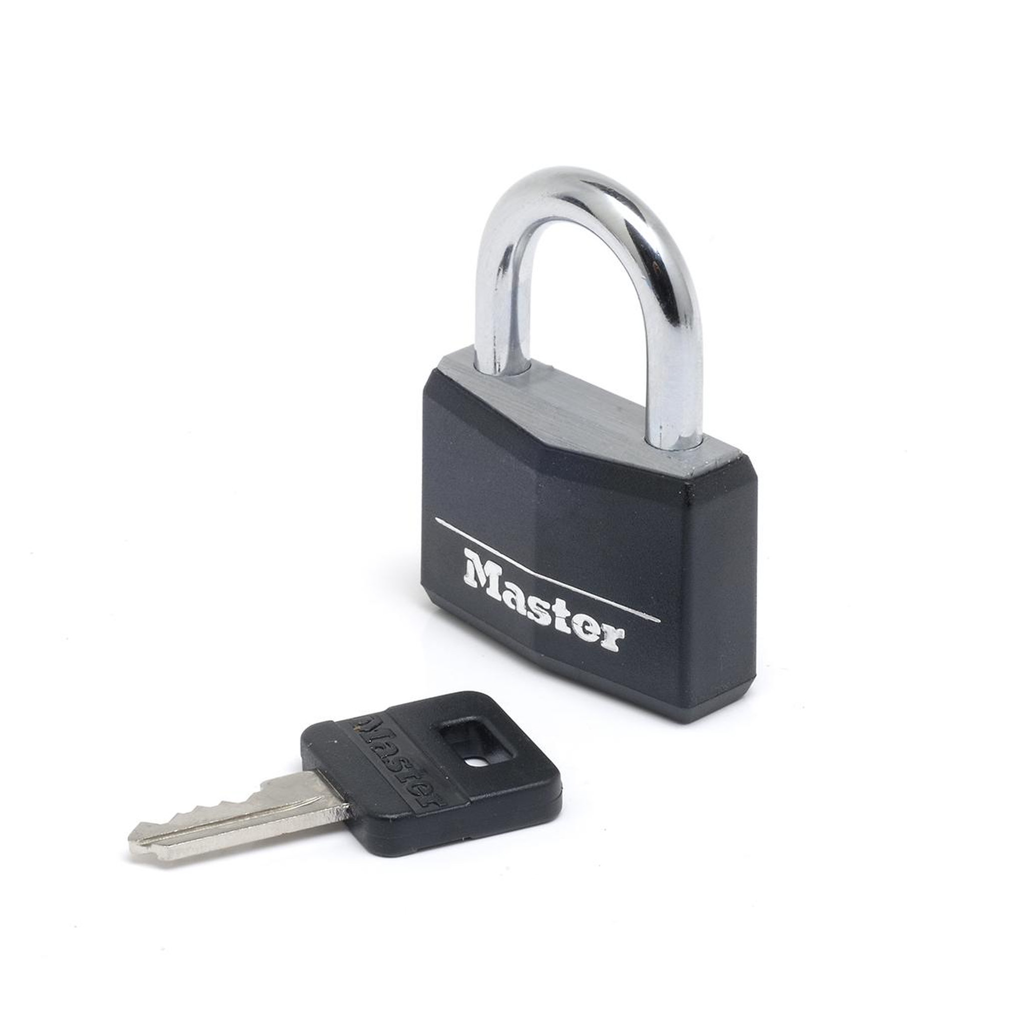 Master lock 9140eurdblk cadenas à clé en aluminium massif recouvert de vinyle, noir, 4 x 5,9 x 1,3 cm
