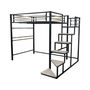 Voir la diapositive 1 : Habitat et Jardin Lit mezzanine en métal avec escalier  LENA  - 140 x 190 cm - Noir