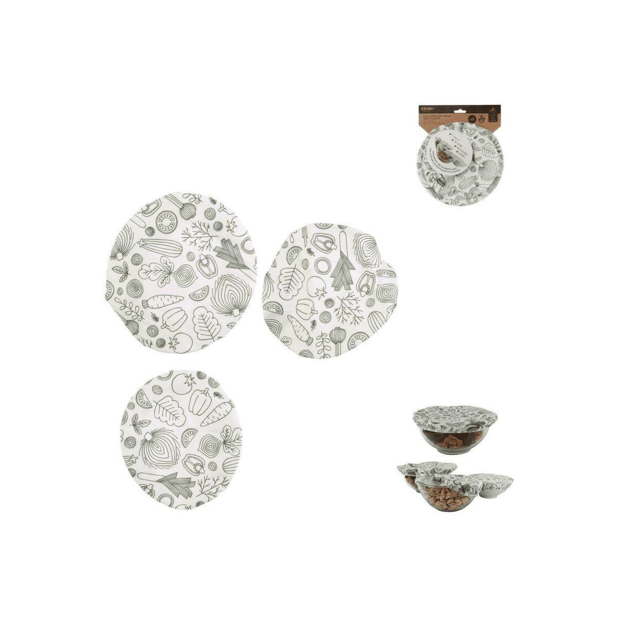 Voir la diapositive 2 : COOK CONCEPT Couvercle en tissu reutilisable x3