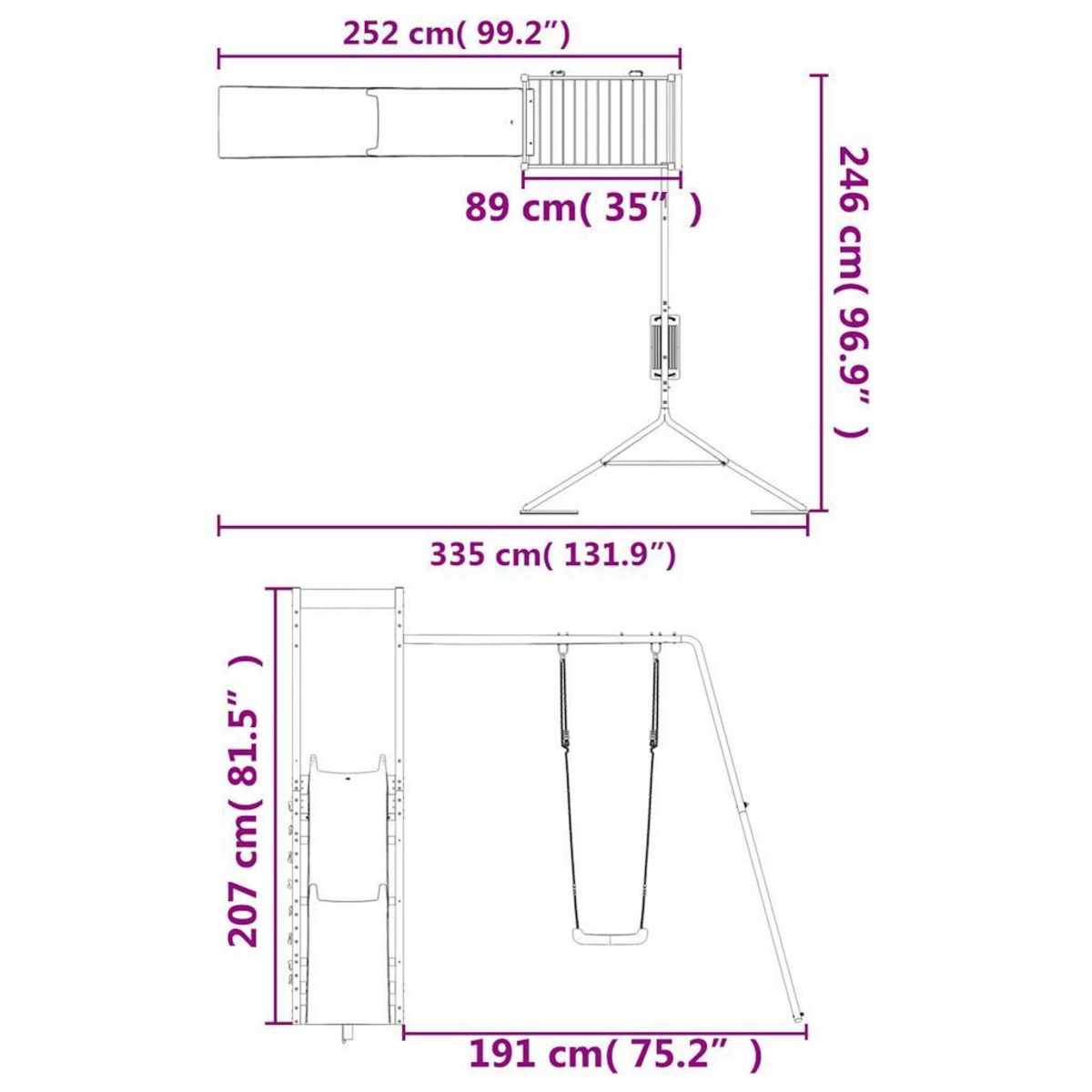 VIDAXL Aire de jeux d'exterieur bois de pin impregne