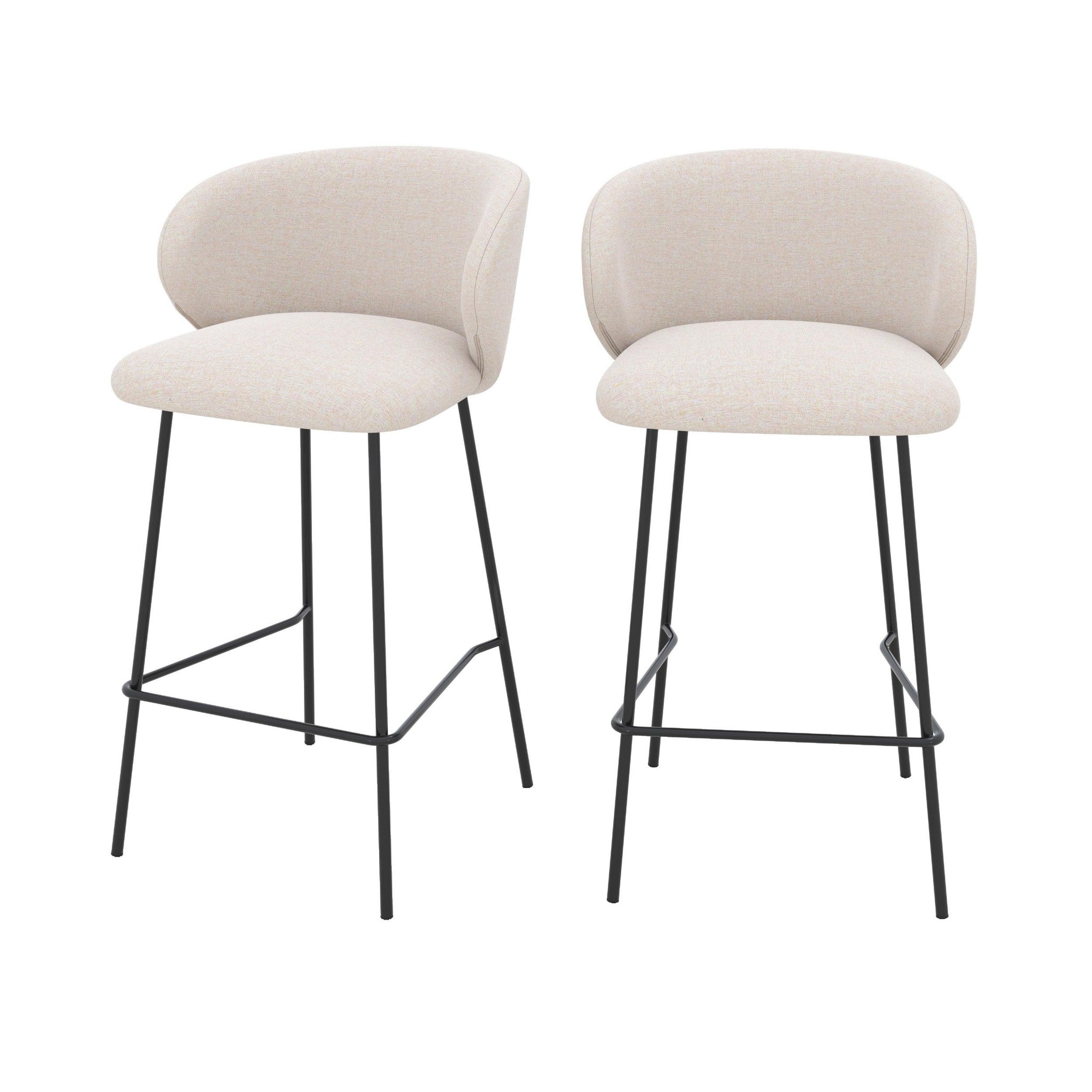 MAISON PAVANE Lot de 2 chaises pour îlot central en tissu beige 67 cm-victoria