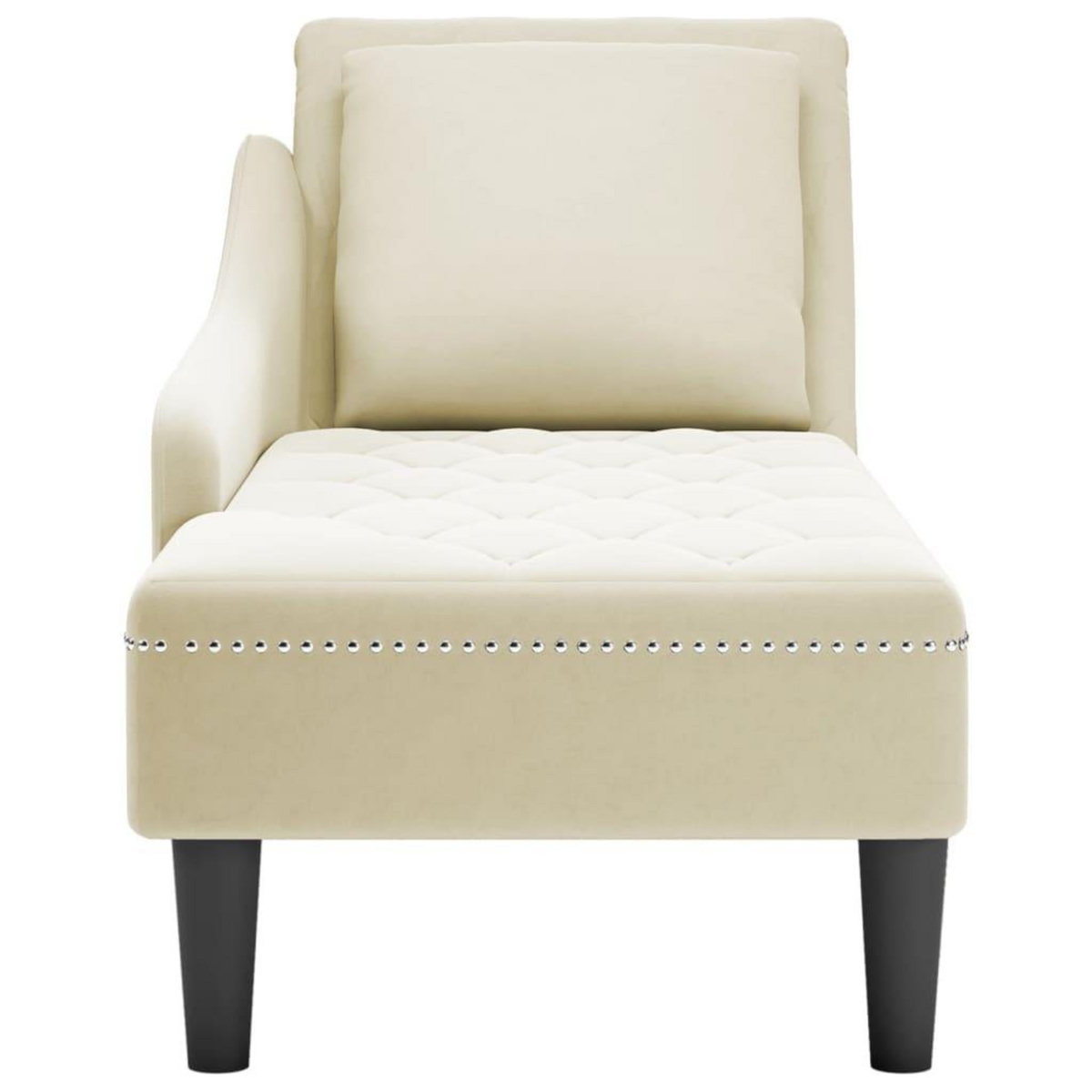 VIDAXL Fauteuil long avec coussin et accoudoir droit creme velours