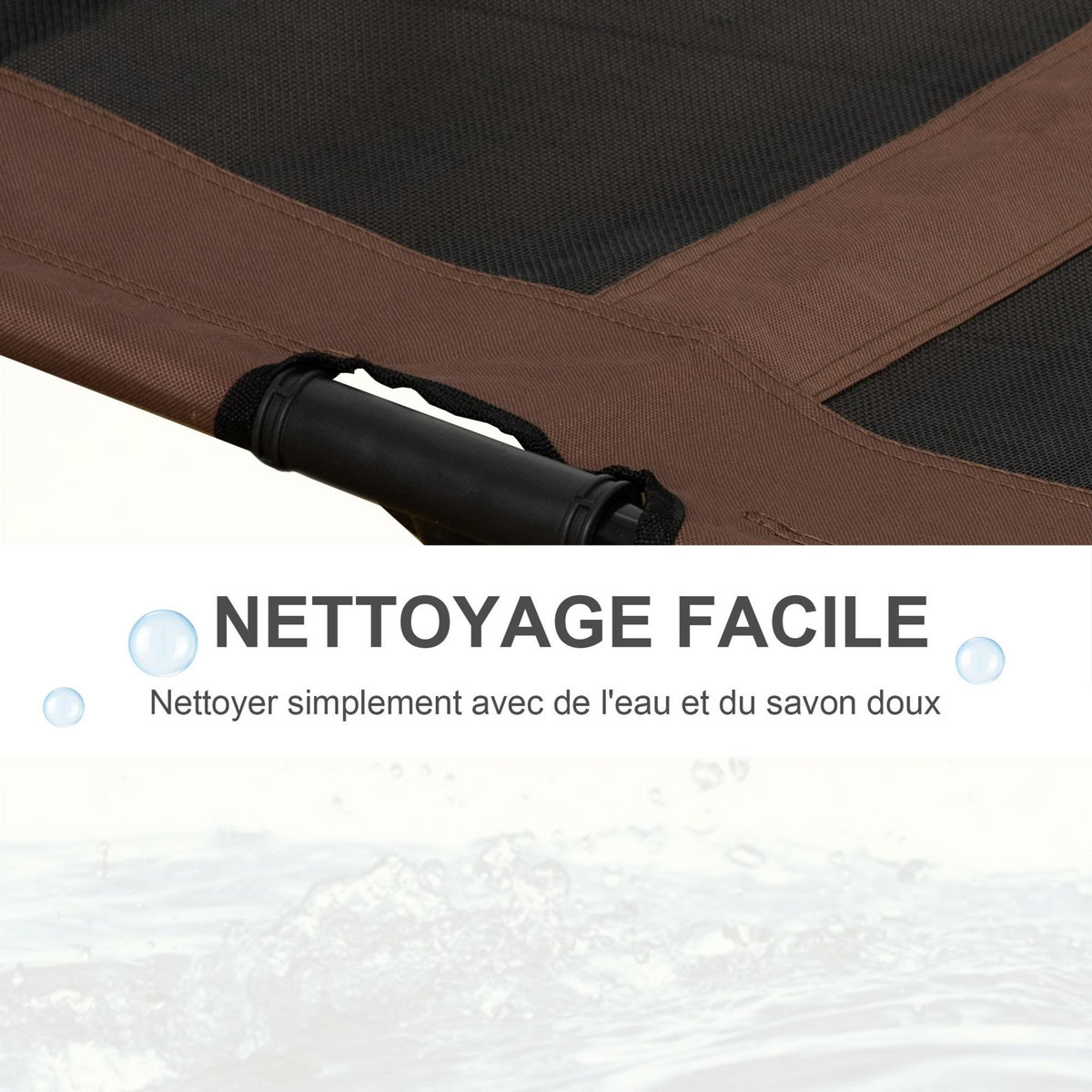 PAWHUT Lit sur pieds pour chien chat lit de camp animal lit surélevé Oxford textilène micro-perforé dim. 92L x 76l x 18H cm marron