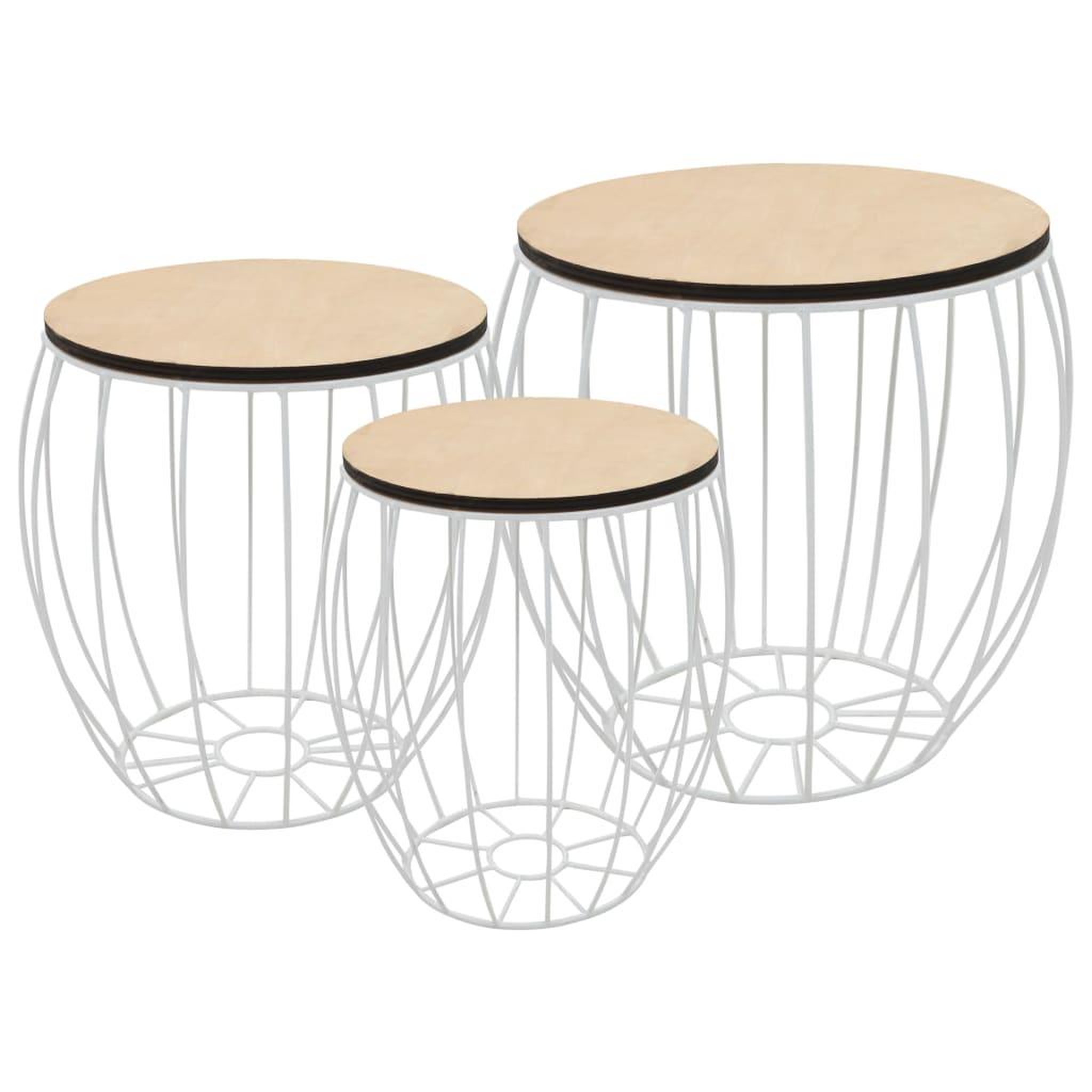 Voir la diapositive 1 : VIDAXL Ensemble de table basse Contreplaque de peuplier Fer 3 pcs