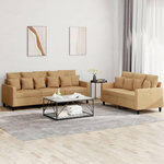 VIDAXL Ensemble de canapes 2 pcs avec coussins Marron Velours