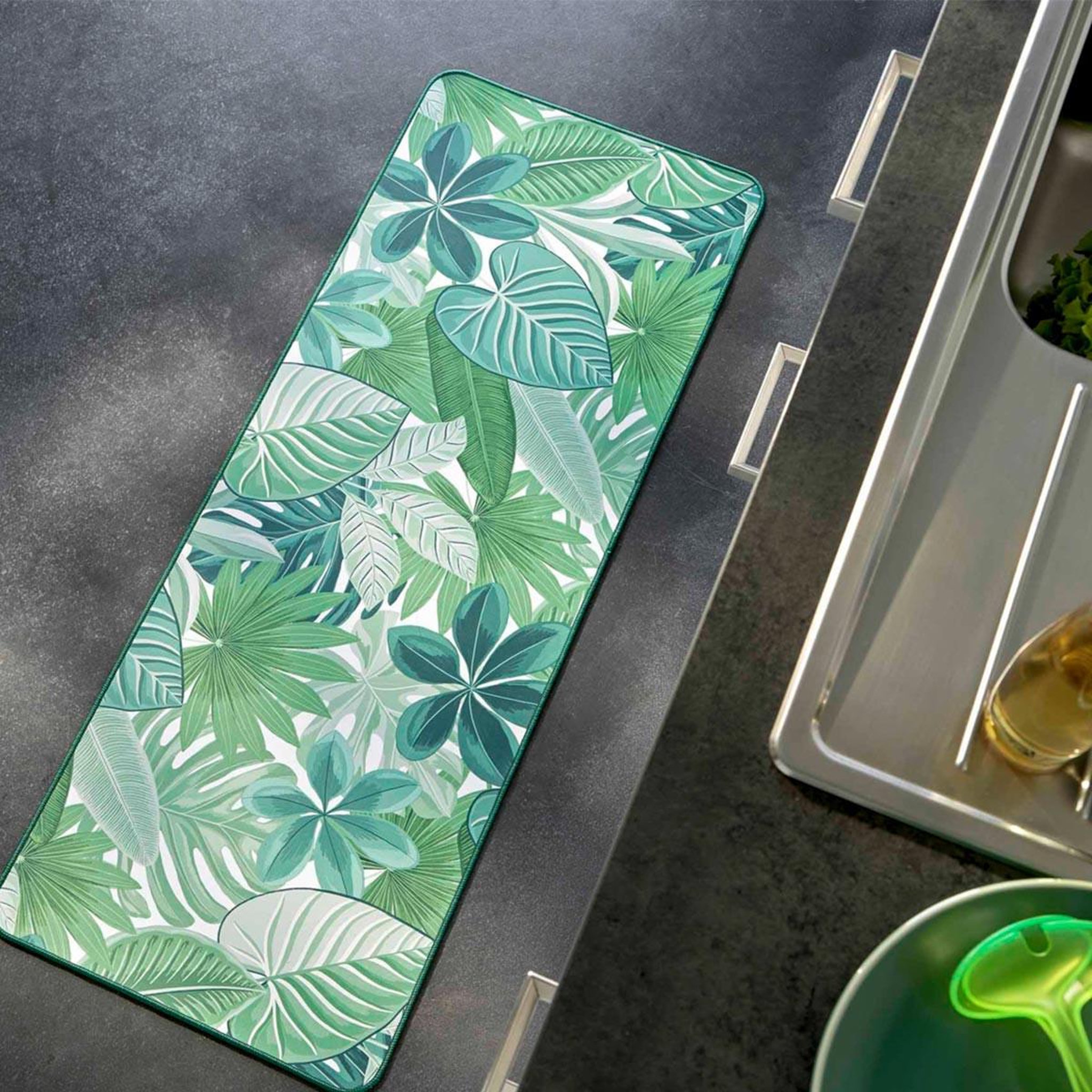 Voir la diapositive 4 : Douceur d'Intérieur Tapis déco imprimé  ardenia  45x120cm vert