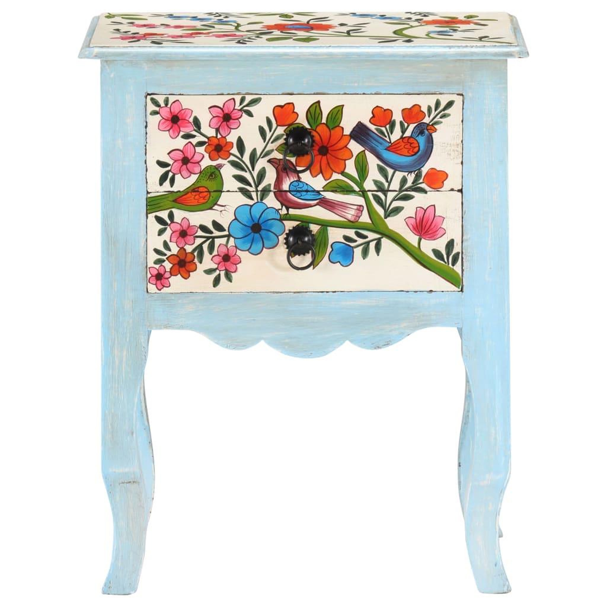 Voir la diapositive 3 : VIDAXL Table de chevet peinte a la main 40x30x50 cm Bois de manguier
