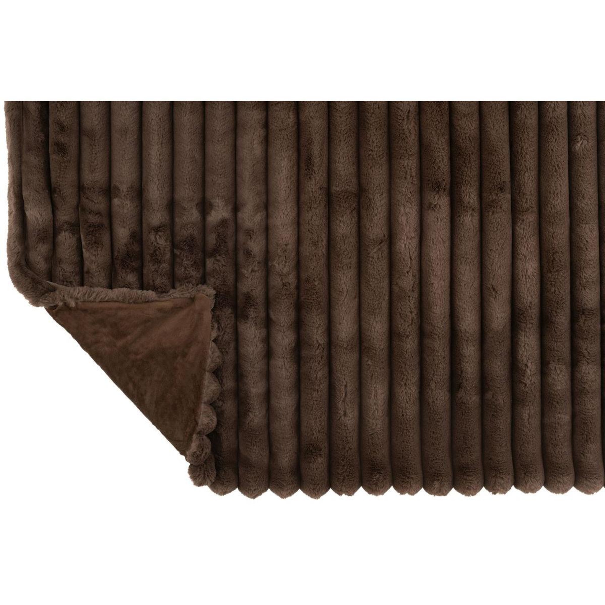 Voir la diapositive 2 : J-LINE Plaid design uni  corduroy  130x180cm chocolat