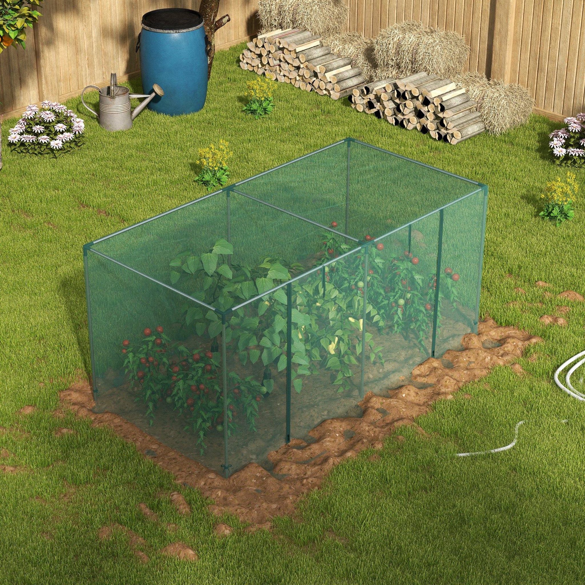 Voir la diapositive 4 : OUTSUNNY Serre de jardin serre à tomates filet dim. 240 x 120 x 110 cm acier galvanisé hdpe vert